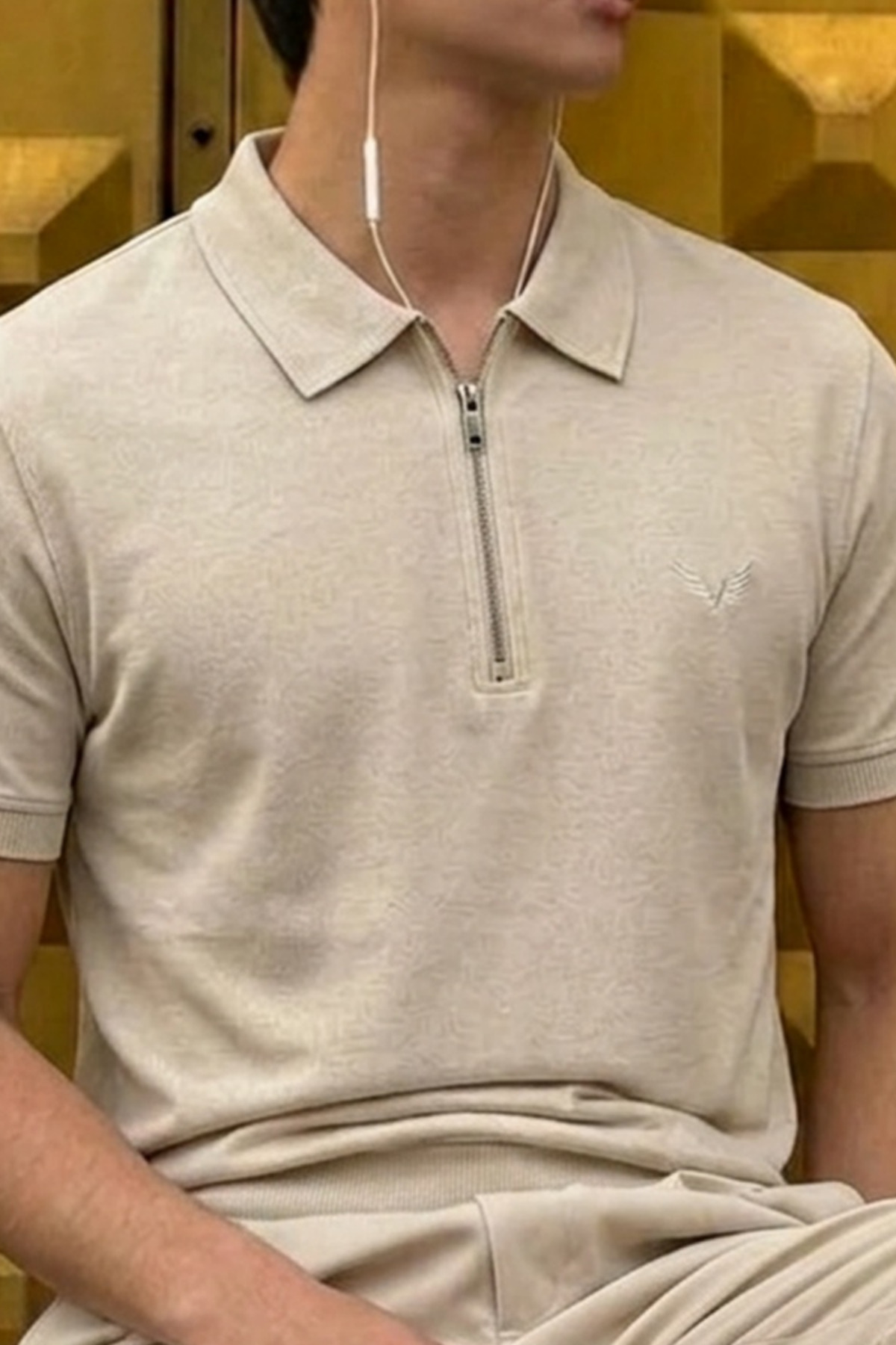 Erkek Esnek Bej Polo Yaka Tişört 6