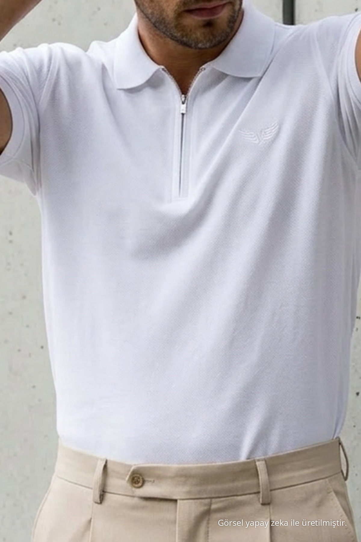Erkek Relaxed Fit Beyaz Polo Yaka Tişört 6