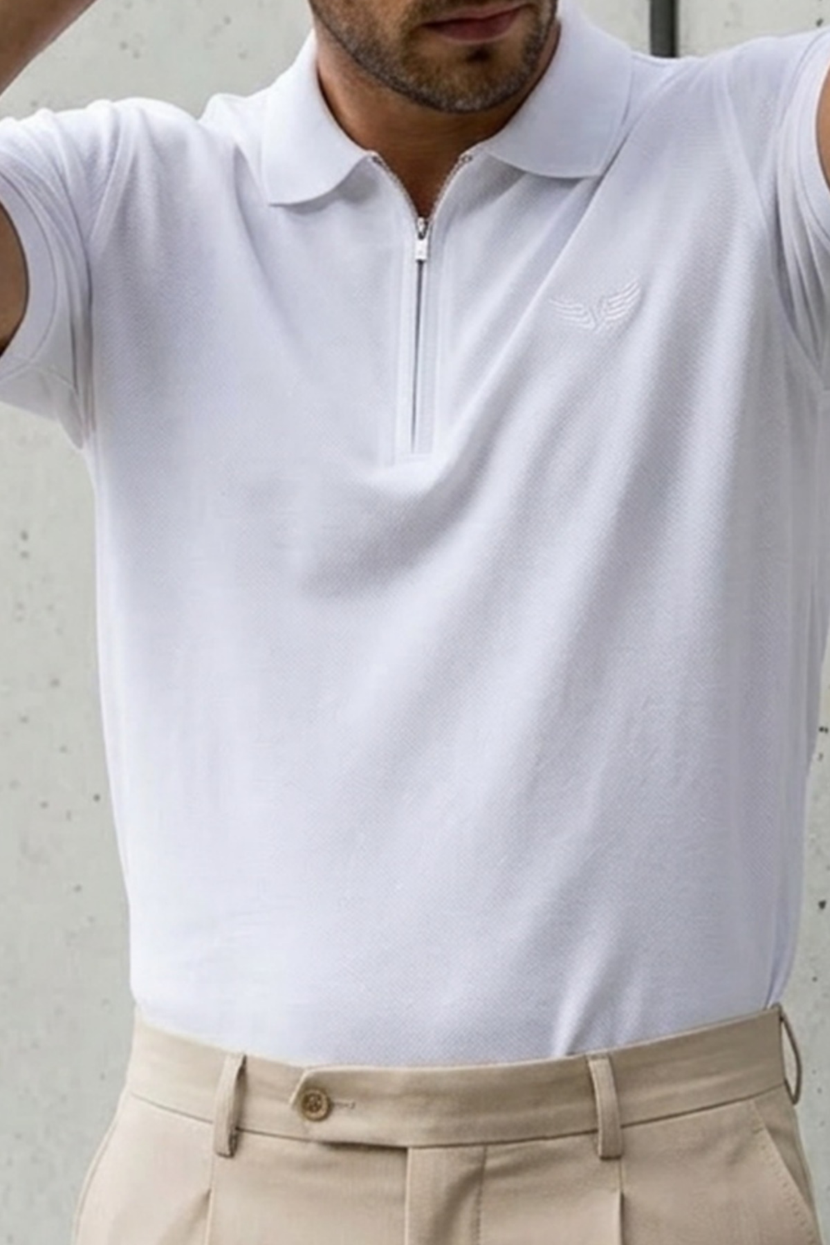 Erkek Relaxed Fit Beyaz Polo Yaka Tişört 6
