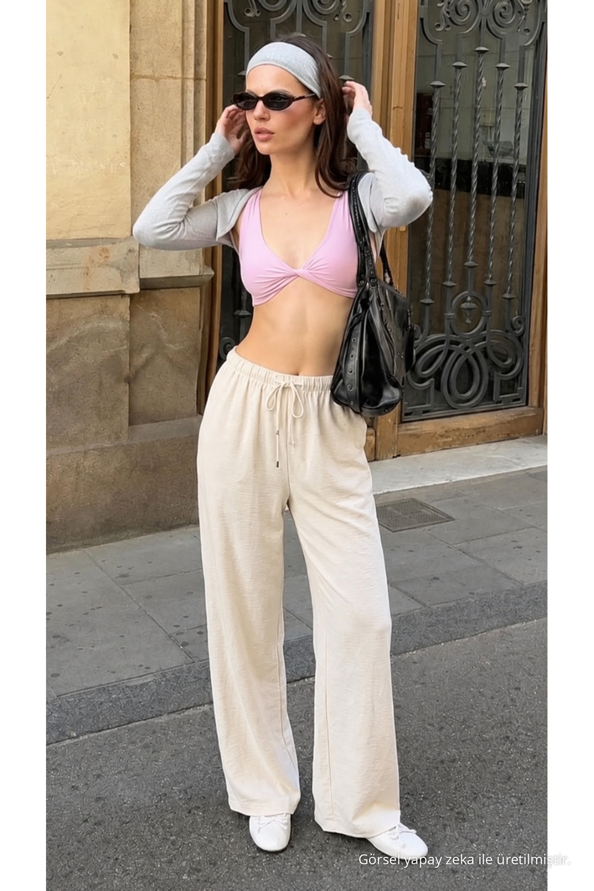 Kadın Yazlık Jogger Ekru Ayrobin Keten Pantolon 3