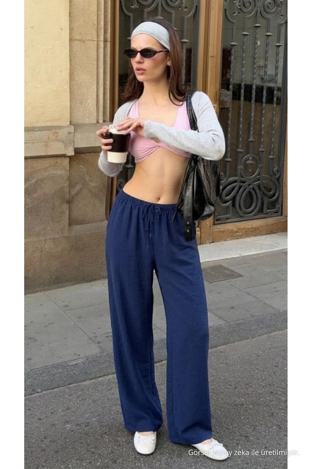 Kadın Yazlık Jogger Lacivert Ayrobin Keten Pantolon 6