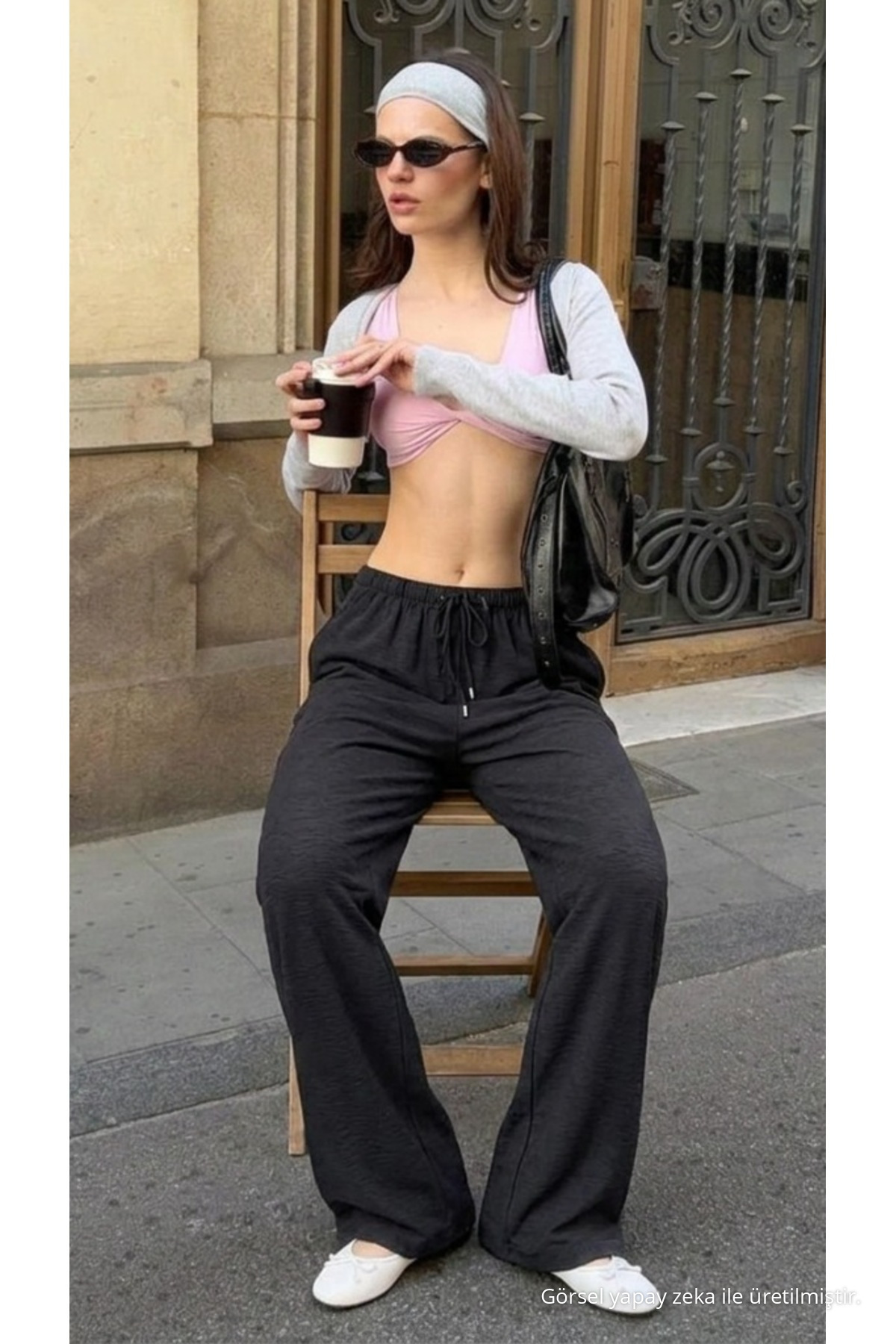 Kadın Yazlık Jogger Siyah Ayrobin Keten Pantolon 4