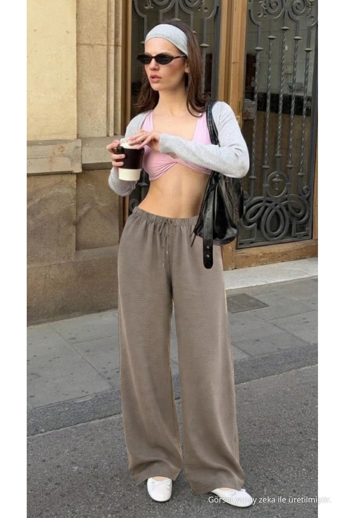 Kadın Yazlık Jogger Vizon Ayrobin Keten Pantolon 6