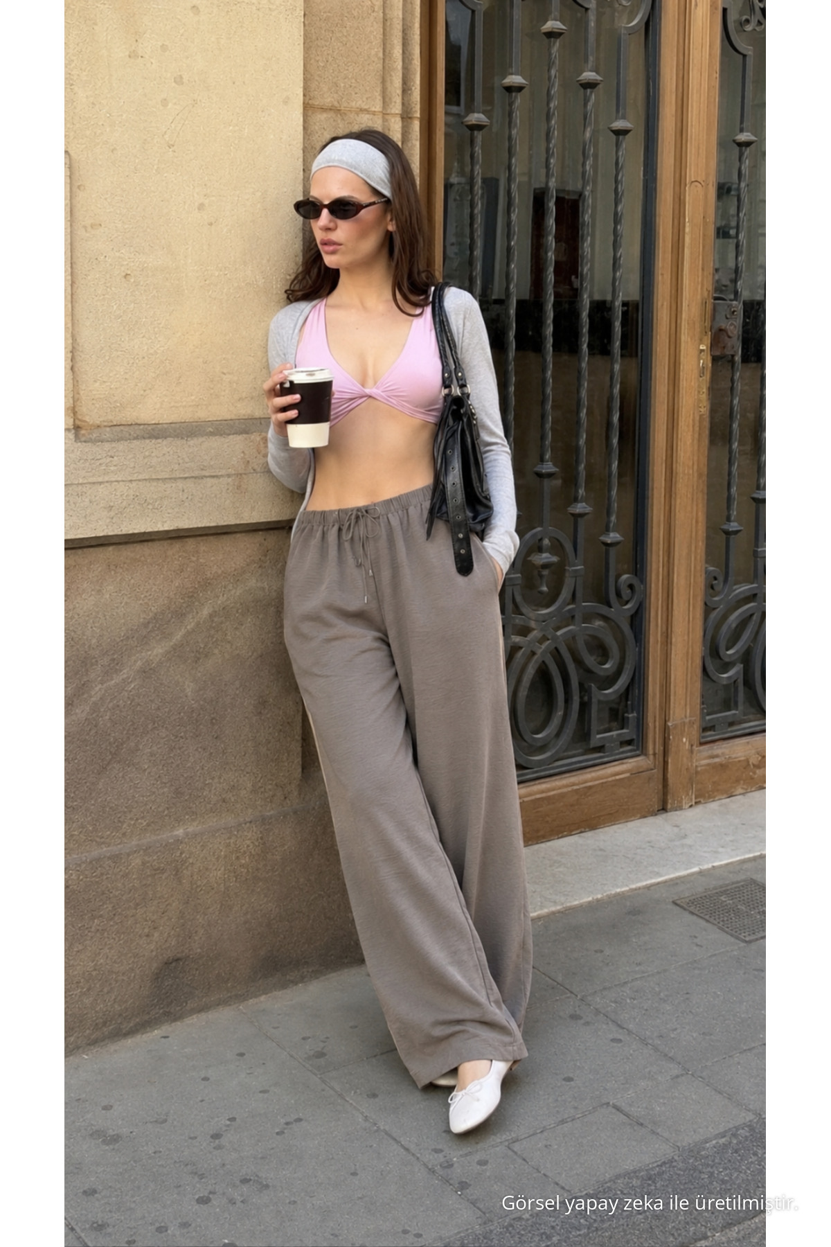 Kadın Yazlık Jogger Vizon Ayrobin Keten Pantolon 3