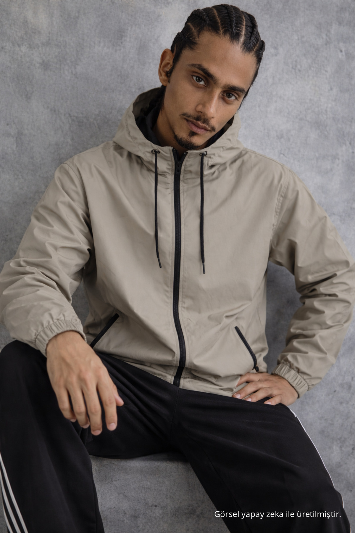 Erkek Comfort Fit Astarlı Salaş Kahve Yağmurluk & Rüzgarlık 6