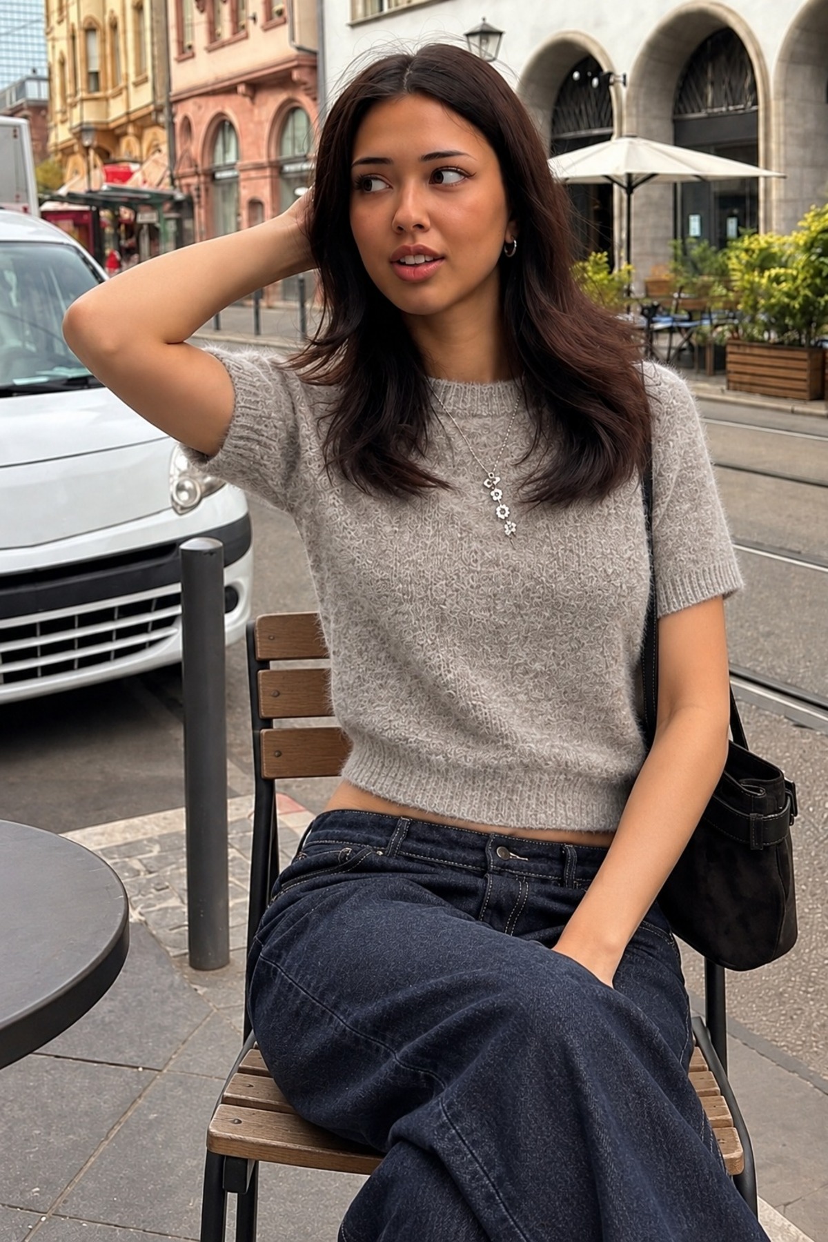 Kadın Kısa Kollu Basic Comfort Fit Triko Bluz Krem 4