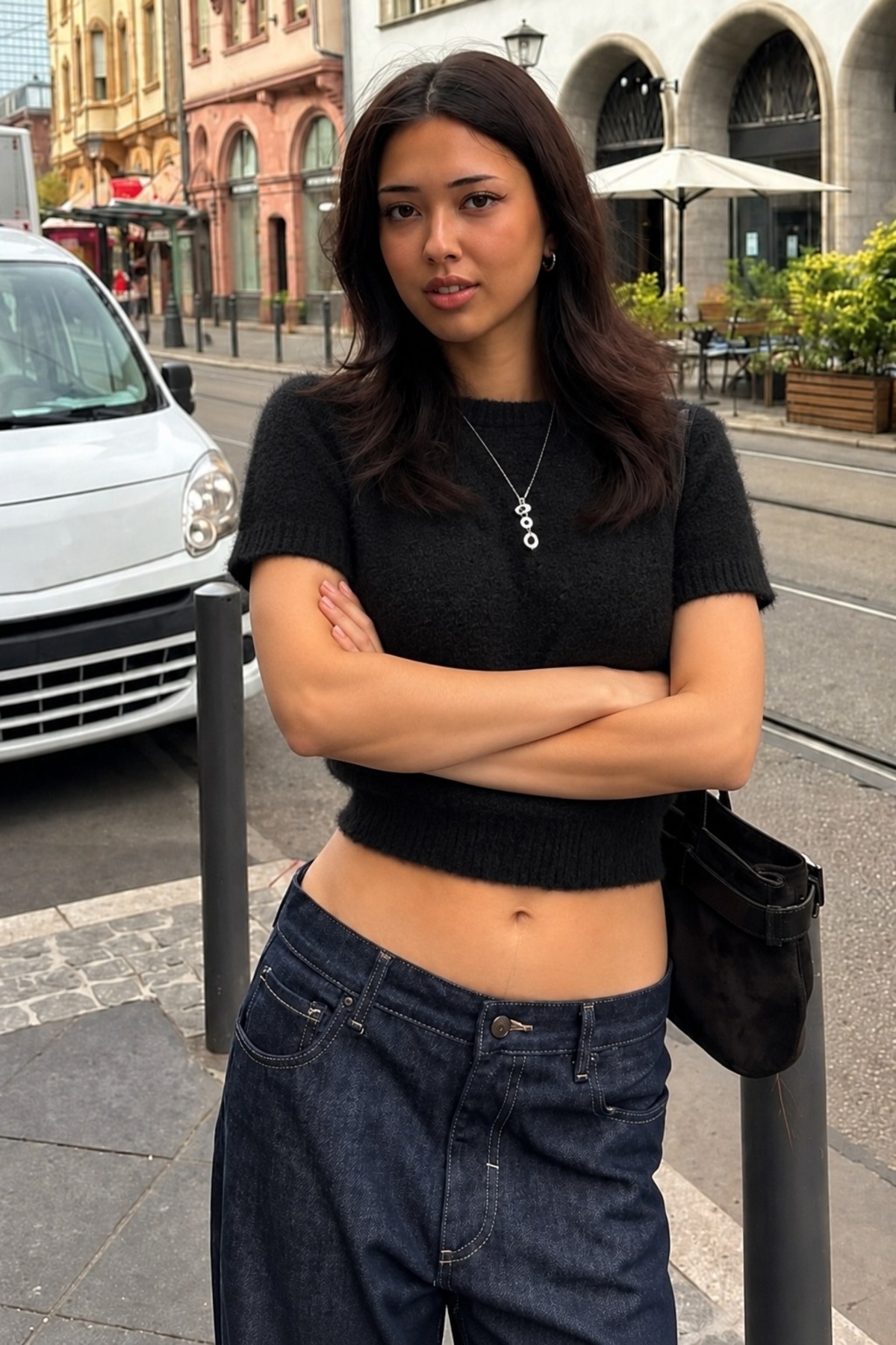 Kadın Kısa Kollu Basic Comfort Fit Triko Bluz Siyah 5