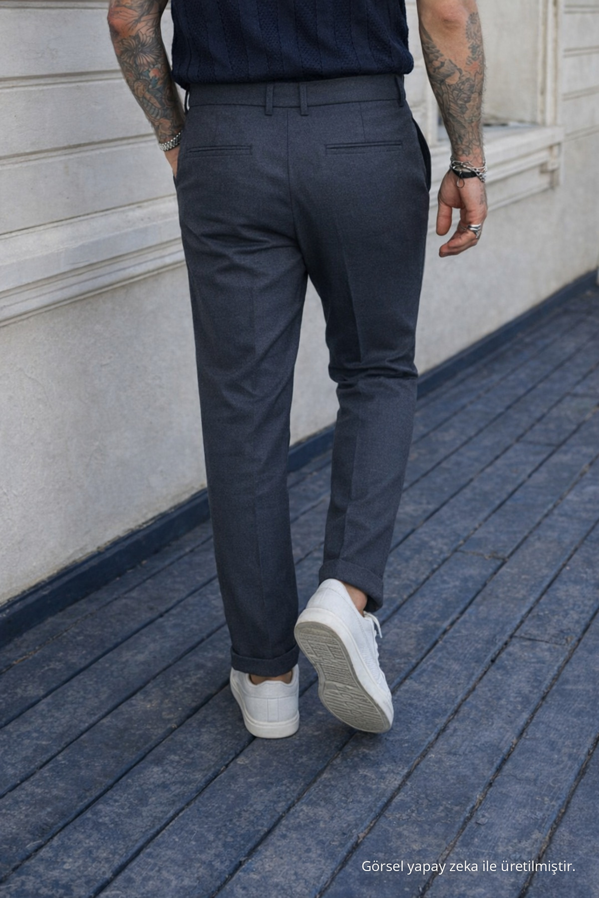 Erkek Yüksek Bel Regular Fit Füme Kumaş Pantolon 6