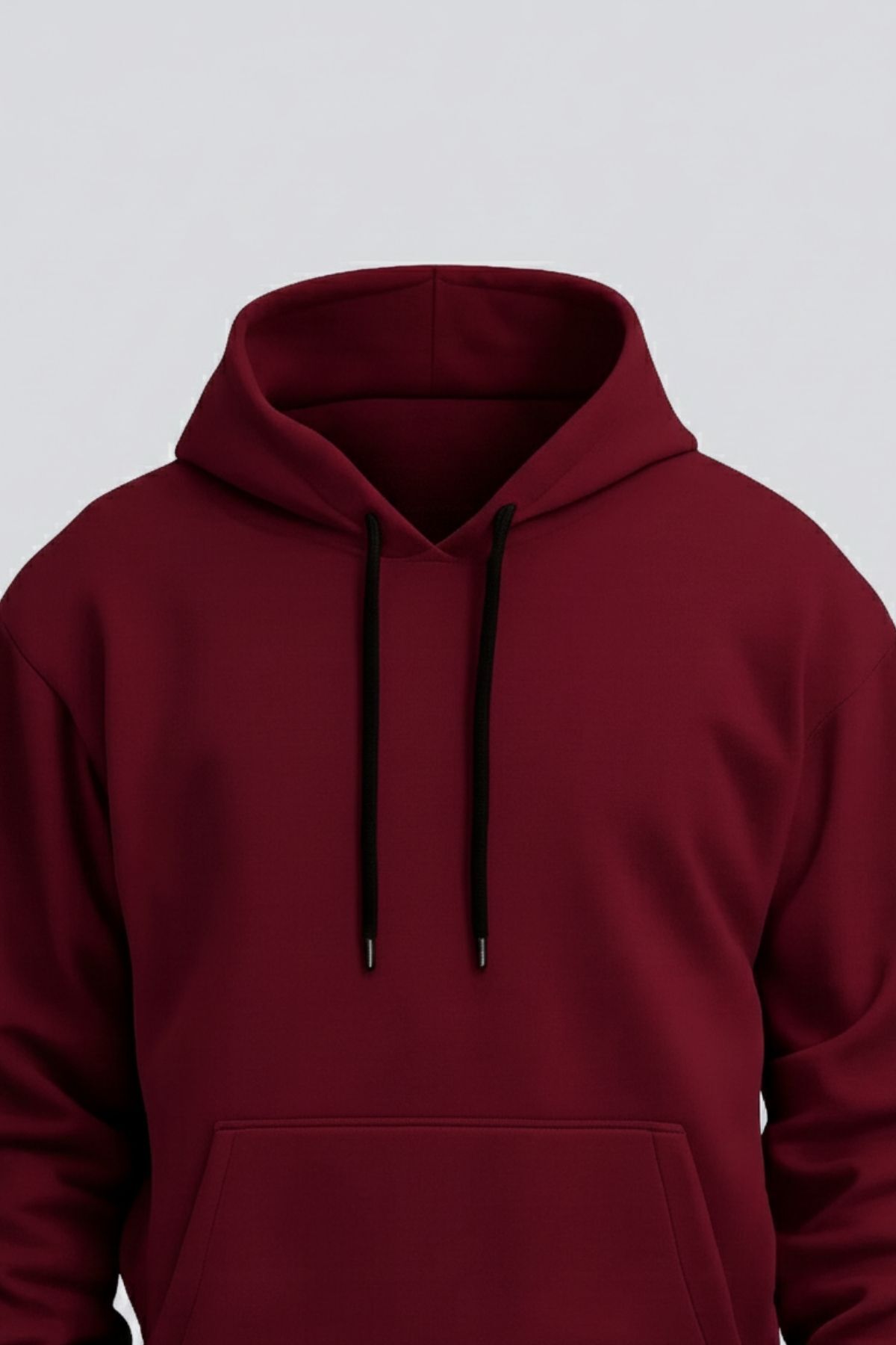 Erkek Rahat Basic Bordo Kapşonlu Sweatshirt 6