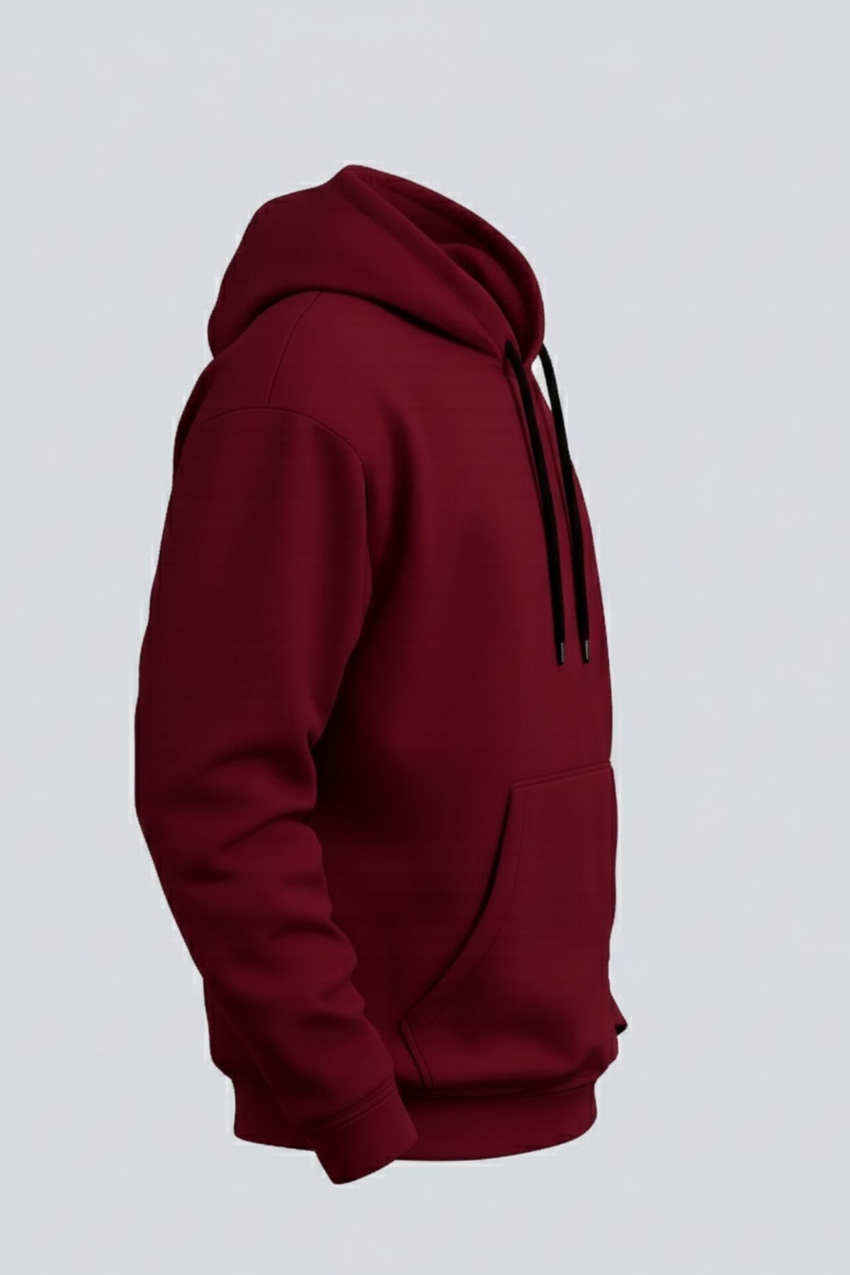 Erkek Rahat Basic Bordo Kapşonlu Sweatshirt 3