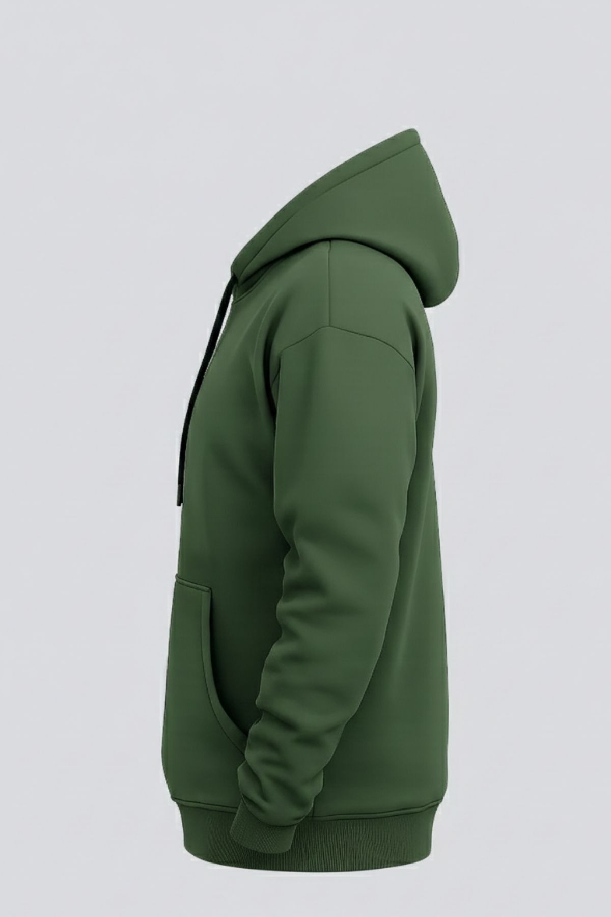 Erkek Rahat Basic Haki Kapşonlu Sweatshirt 3