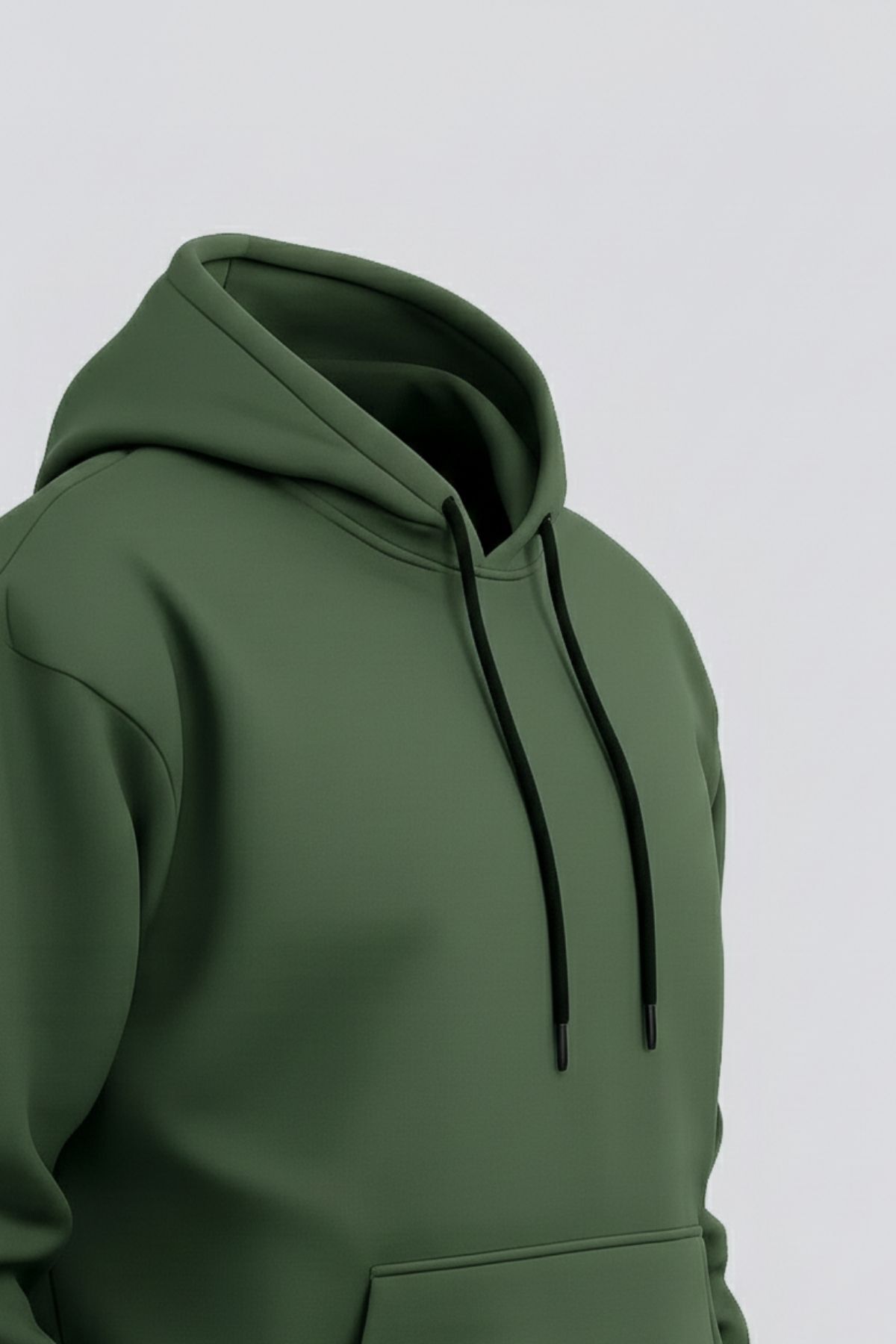 Erkek Rahat Basic Haki Kapşonlu Sweatshirt 5
