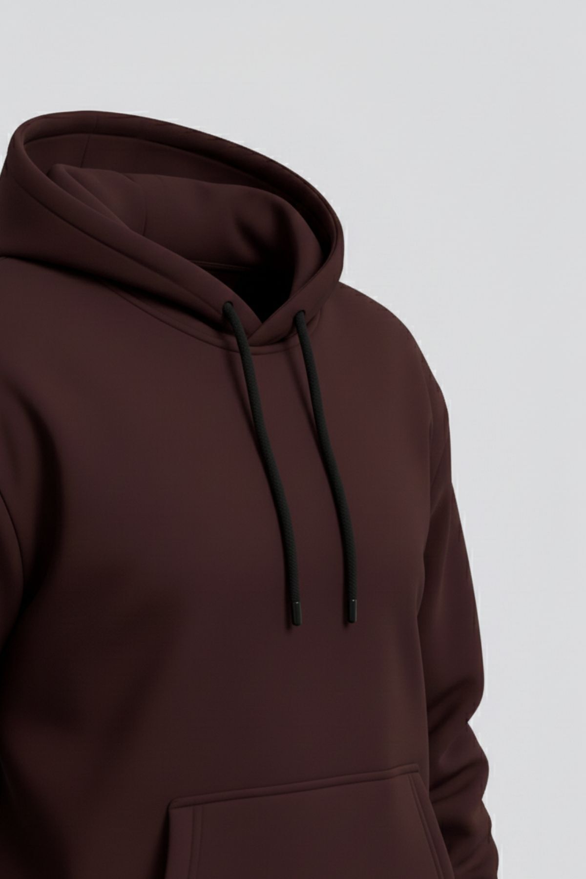Erkek Rahat Basic Kahve Kapşonlu Sweatshirt 4