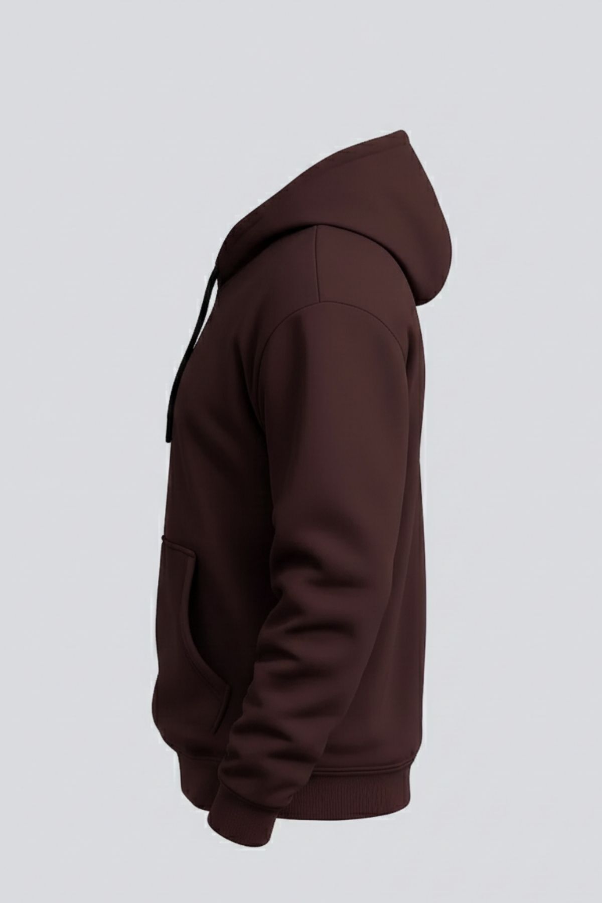 Erkek Rahat Basic Kahve Kapşonlu Sweatshirt 3