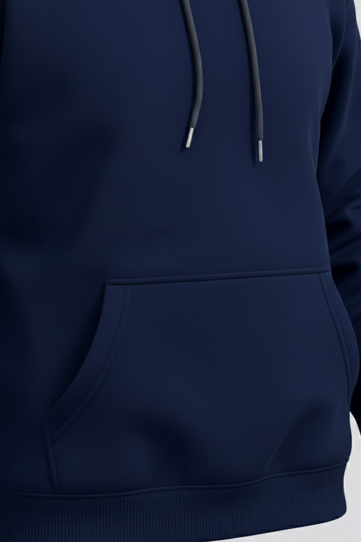 Erkek Rahat Basic Lacivert Kapşonlu Sweatshirt 4