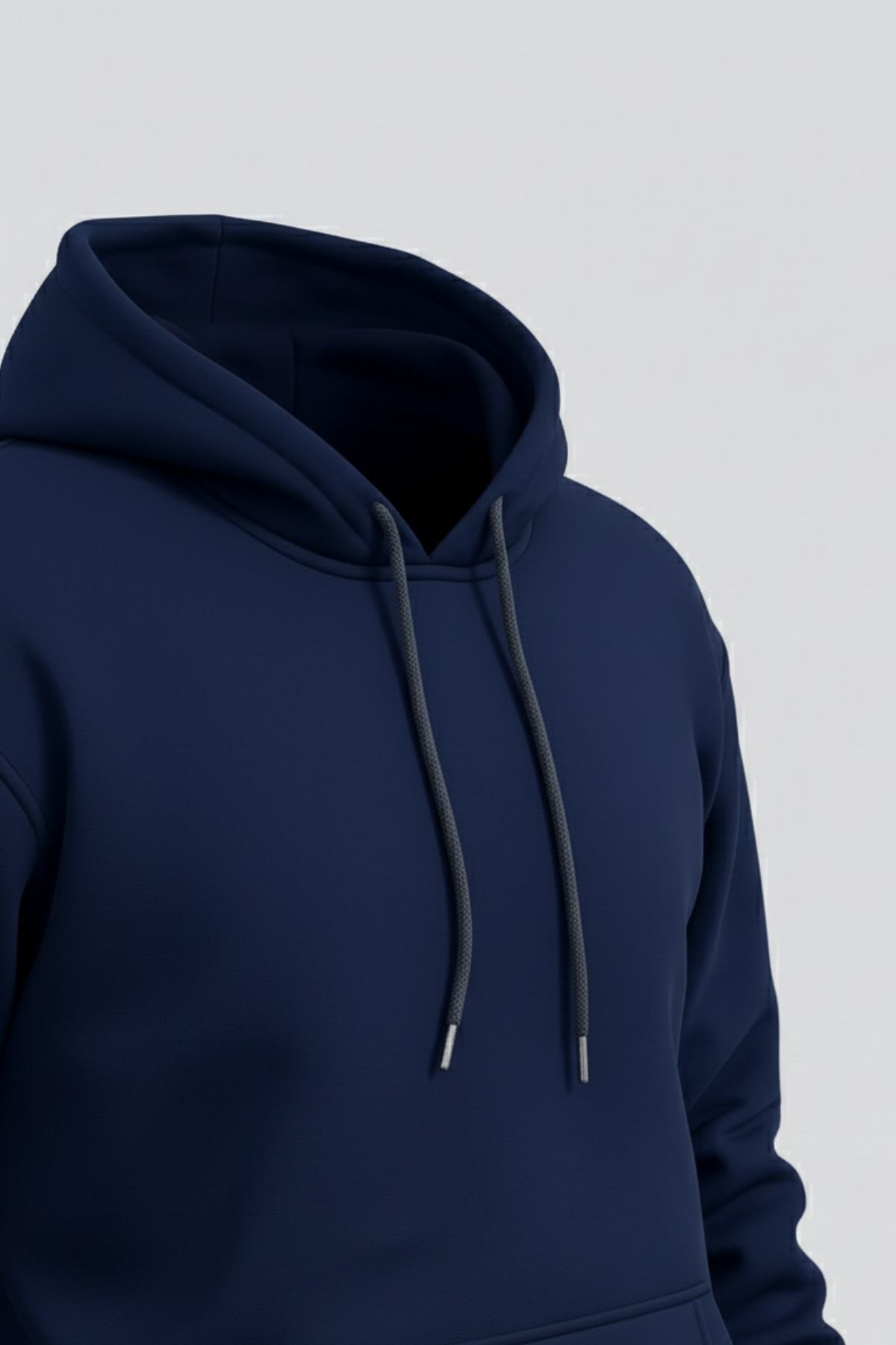 Erkek Rahat Basic Lacivert Kapşonlu Sweatshirt 3