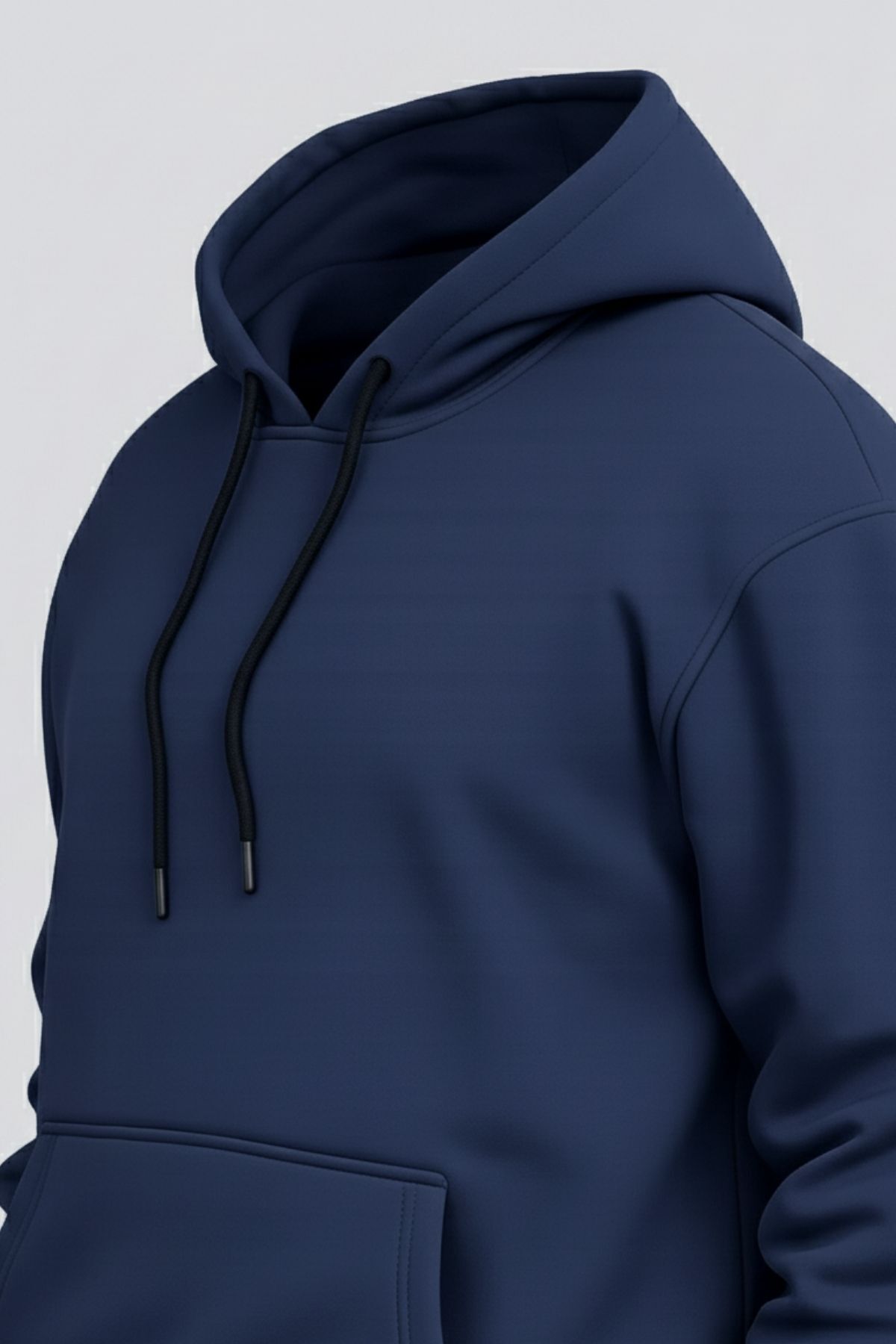 Erkek Rahat Basic Mavi Kapşonlu Sweatshirt 4