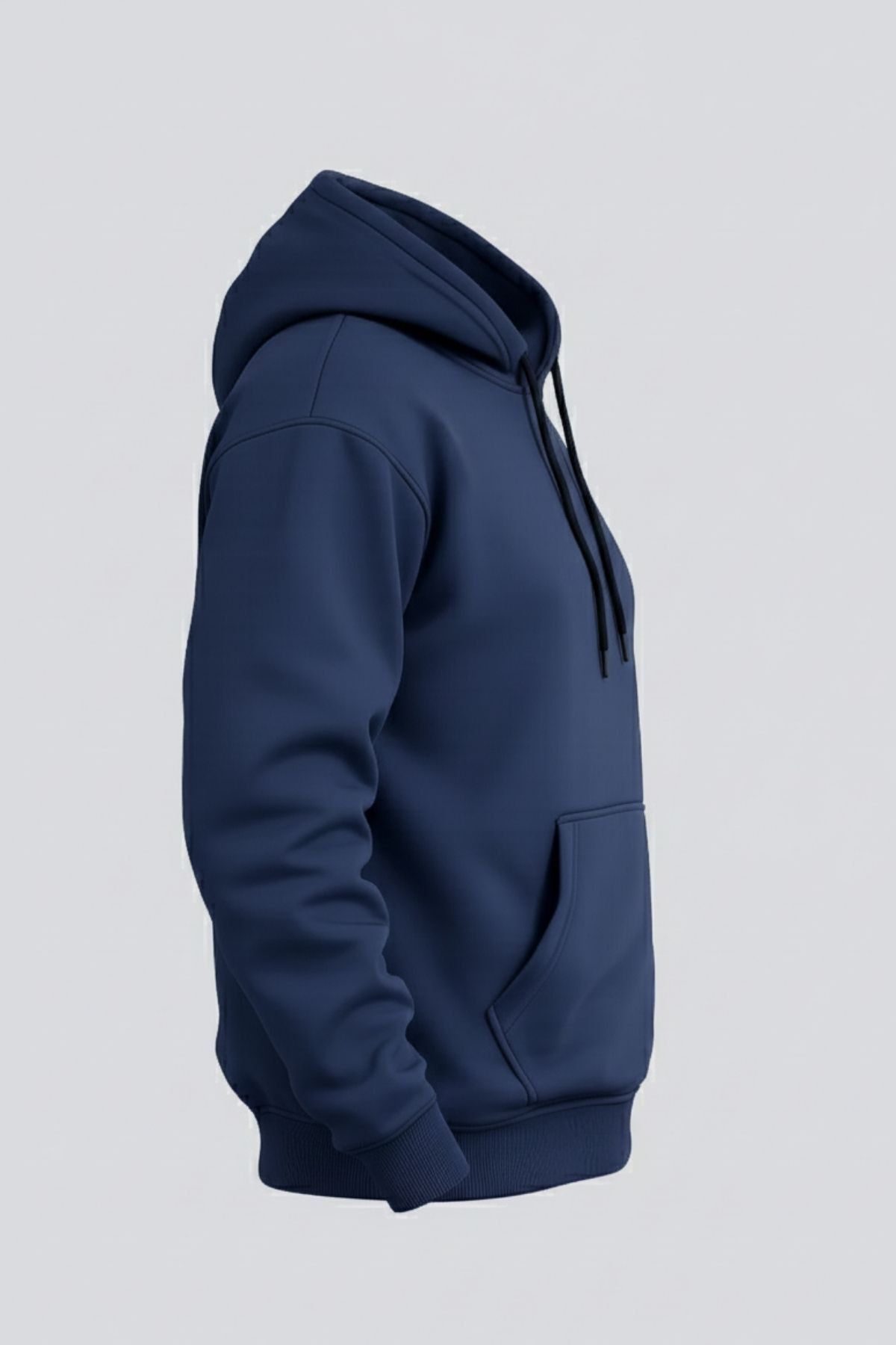Erkek Rahat Basic Mavi Kapşonlu Sweatshirt 3