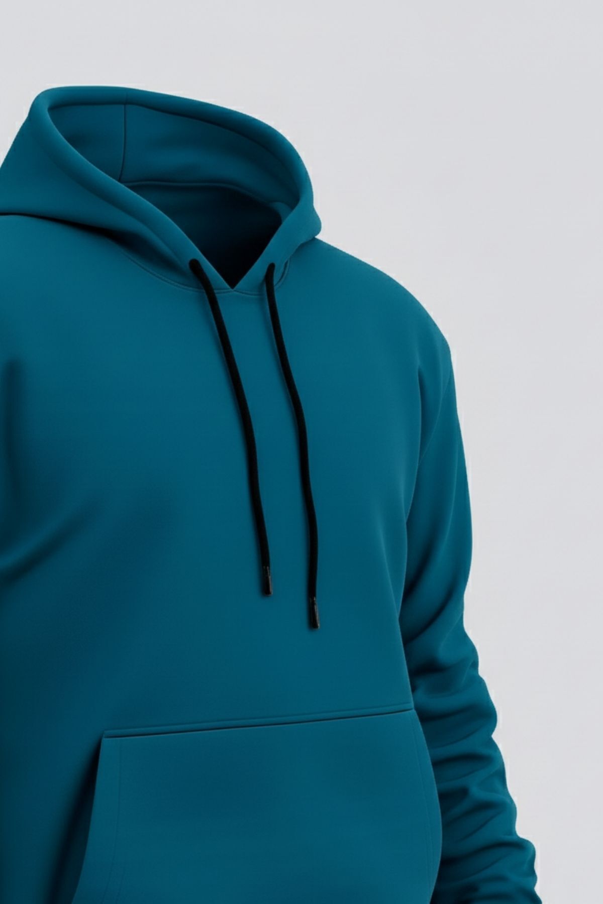 Erkek Rahat Basic Mint Kapşonlu Sweatshirt 4