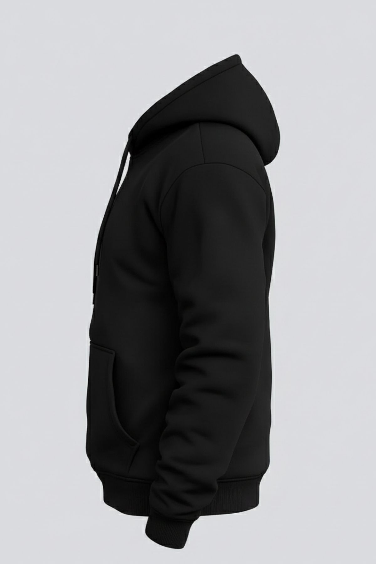 Erkek Rahat Basic Siyah Kapşonlu Sweatshirt 3