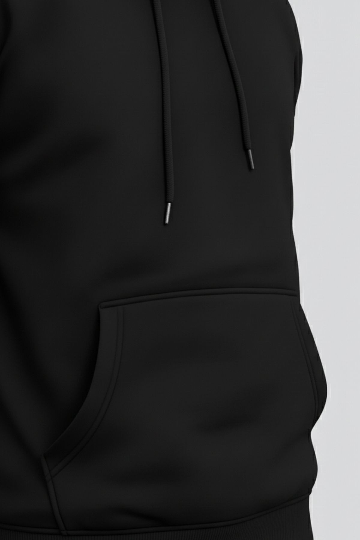 Erkek Rahat Basic Siyah Kapşonlu Sweatshirt 6