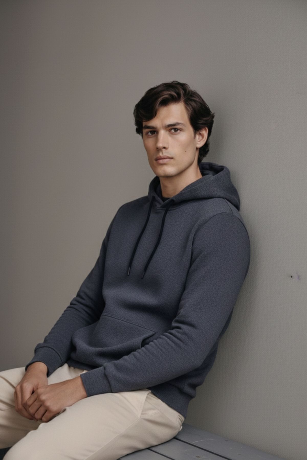 Erkek Premium Salaş Füme Kapşonlu Sweatshirt 6