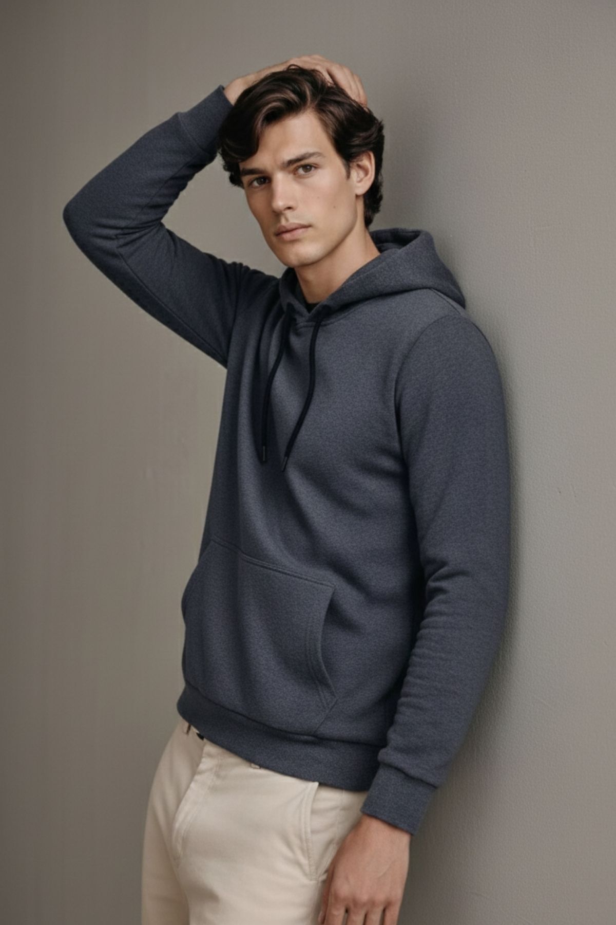 Erkek Premium Salaş Füme Kapşonlu Sweatshirt 3