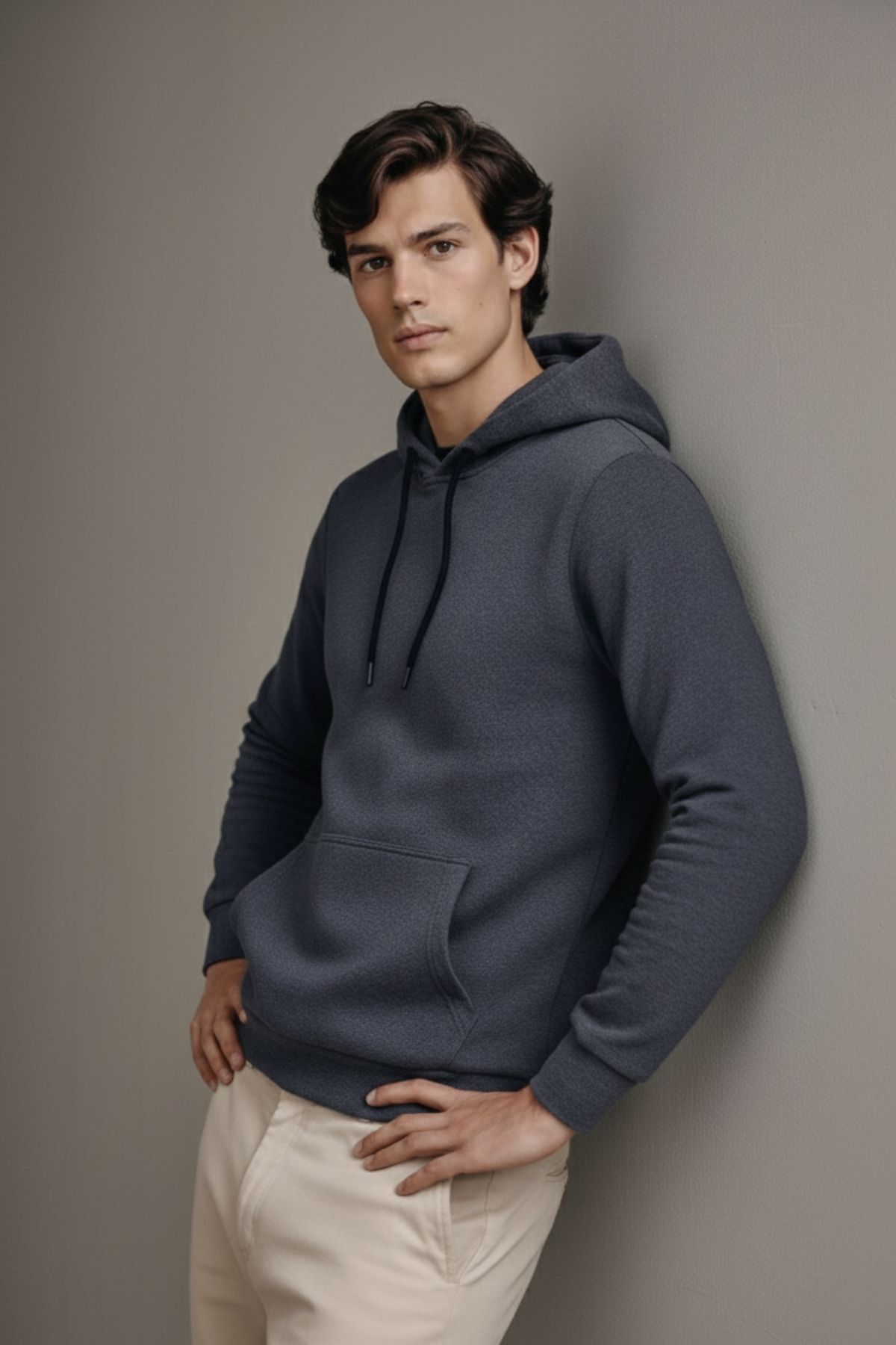 Erkek Premium Salaş Füme Kapşonlu Sweatshirt 4