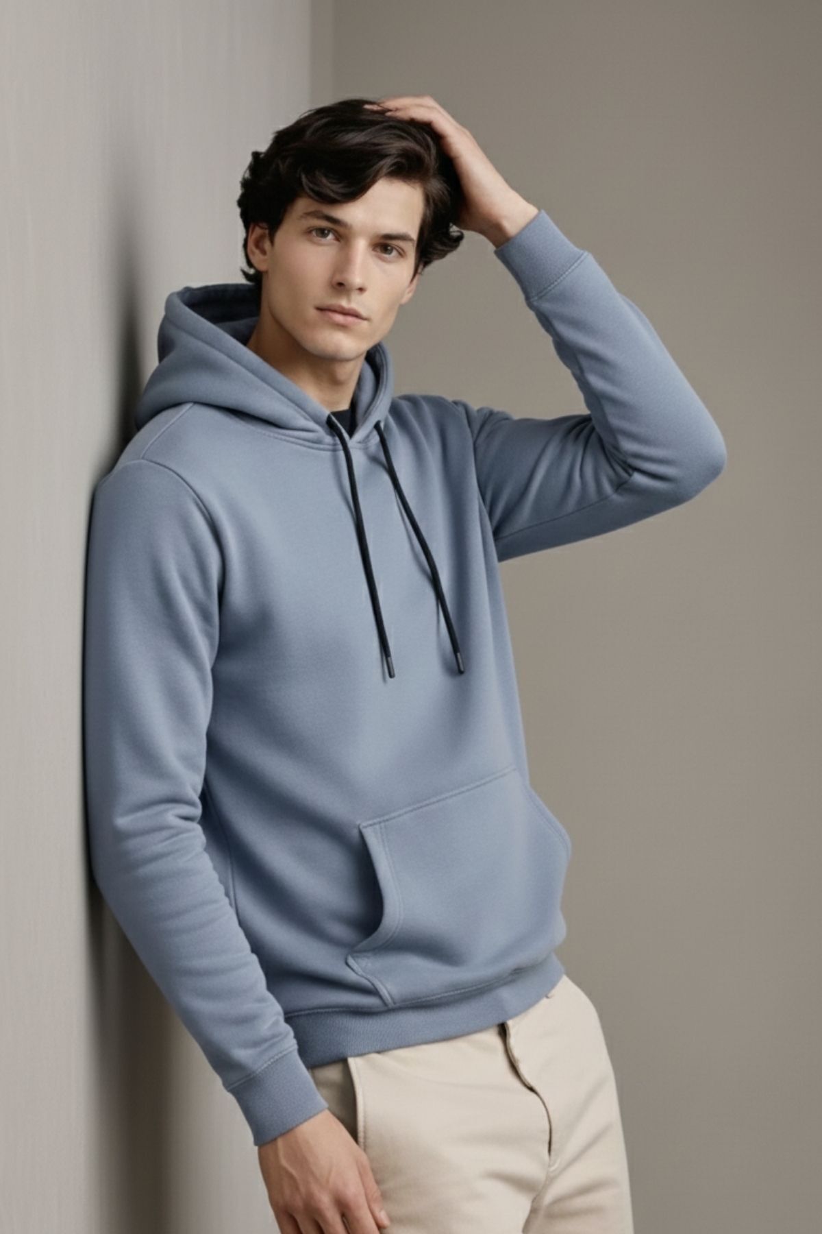 Erkek Premium Salaş Gri Kapşonlu Sweatshirt 3