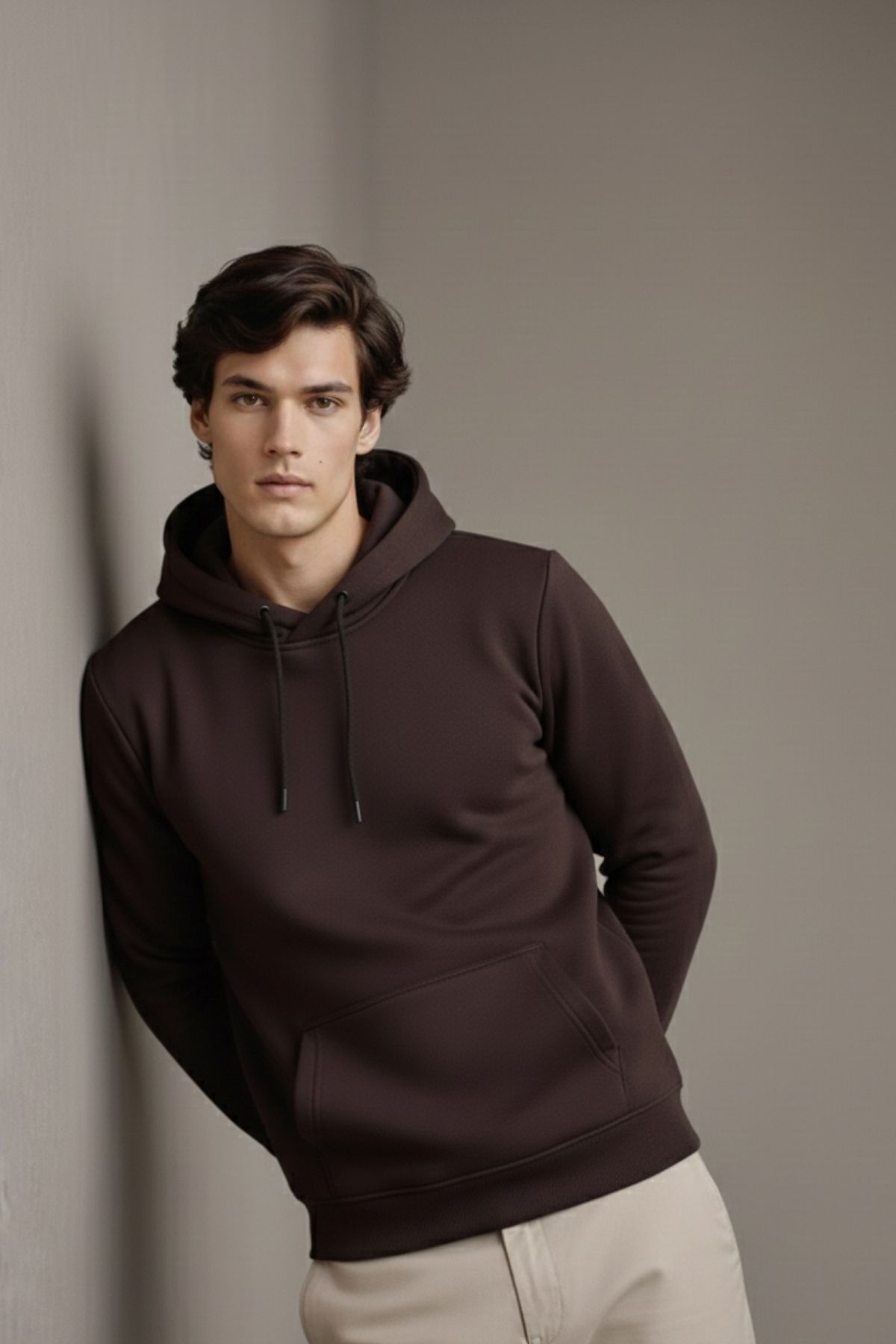 Erkek Premium Salaş Kahve Kapşonlu Sweatshirt 5