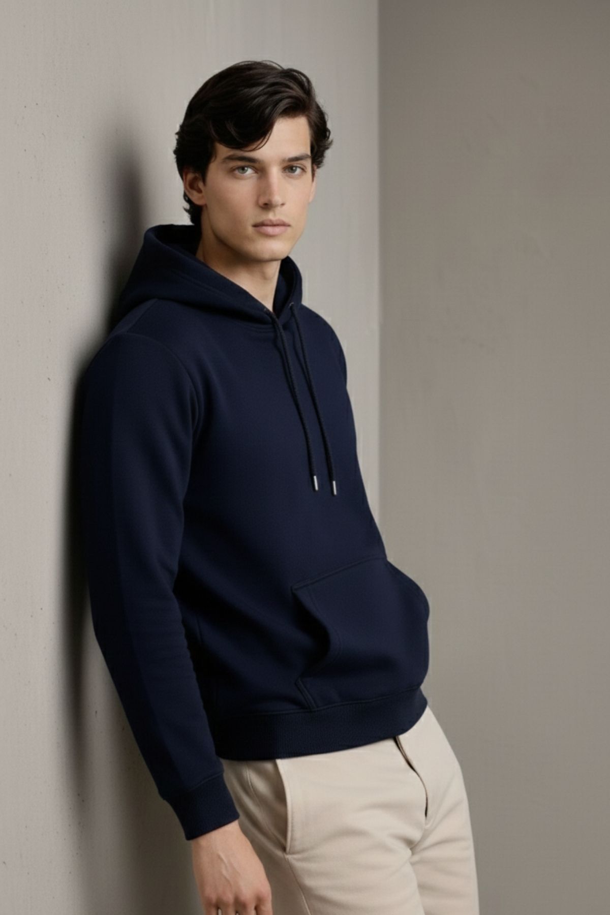 Erkek Premium Salaş Lacivert Kapşonlu Sweatshirt 5