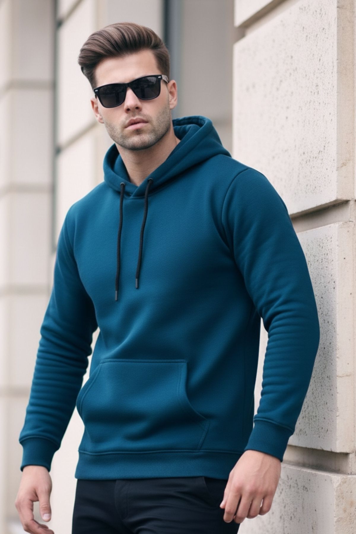 Erkek Casual Kanguru Cepli Bol Mint Sweatshirt 5