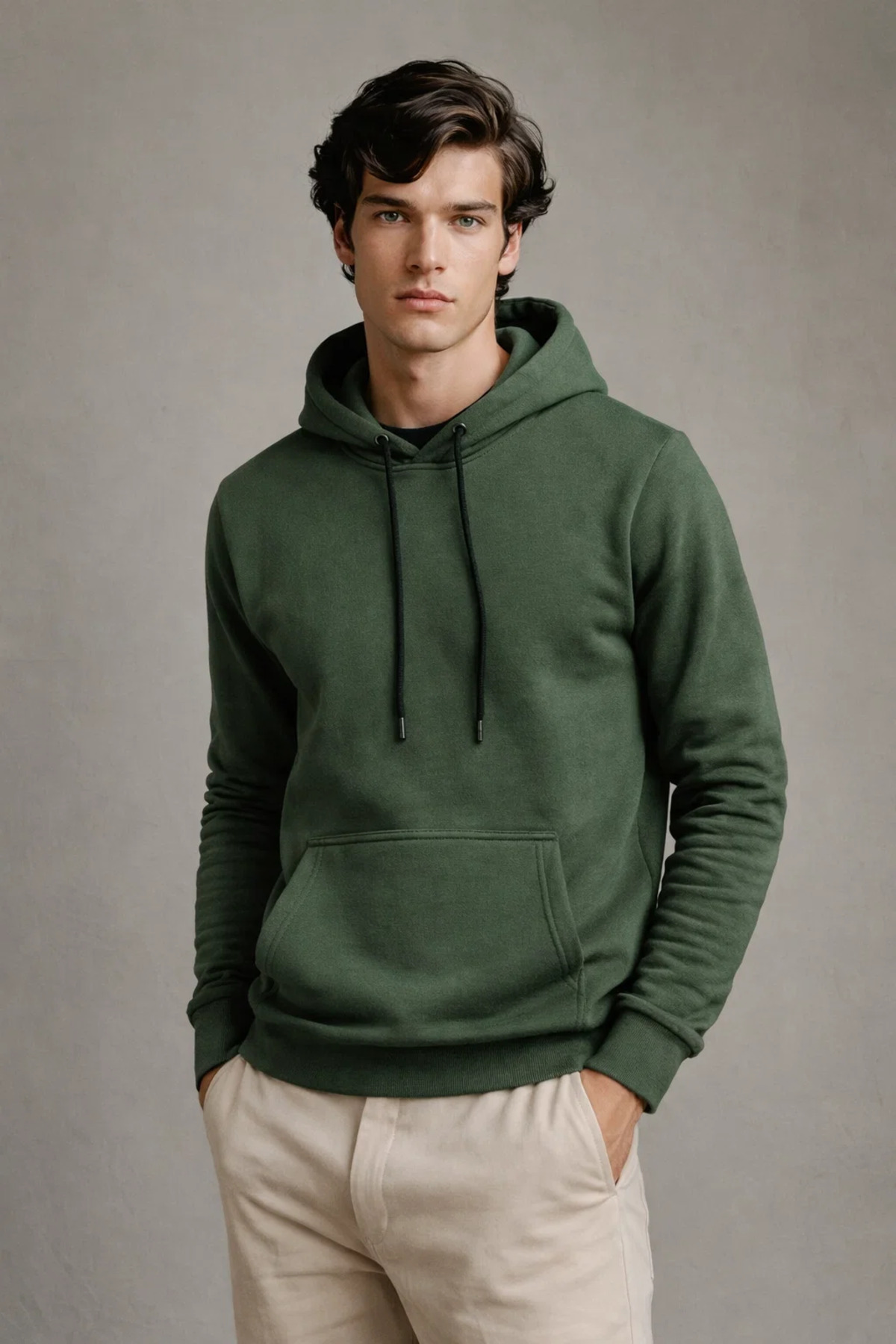 Erkek Kapşonlu Kanguru Cepli 3 Lü Sweatshirt Antrasit 3