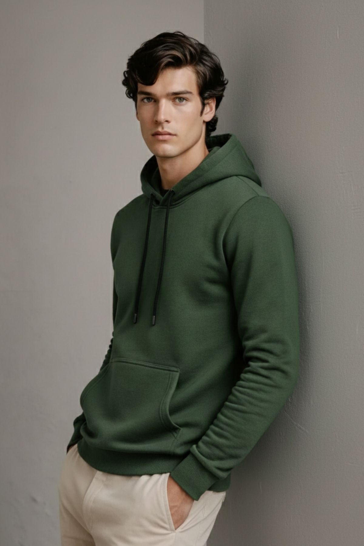 Erkek Kapşonlu Kanguru Cepli 3 Lü Sweatshirt Siyah 6