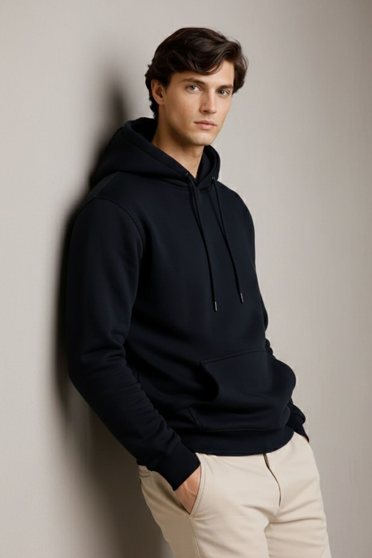 Erkek Kapşonlu Kanguru Cepli 3 Lü Sweatshirt Siyah 7