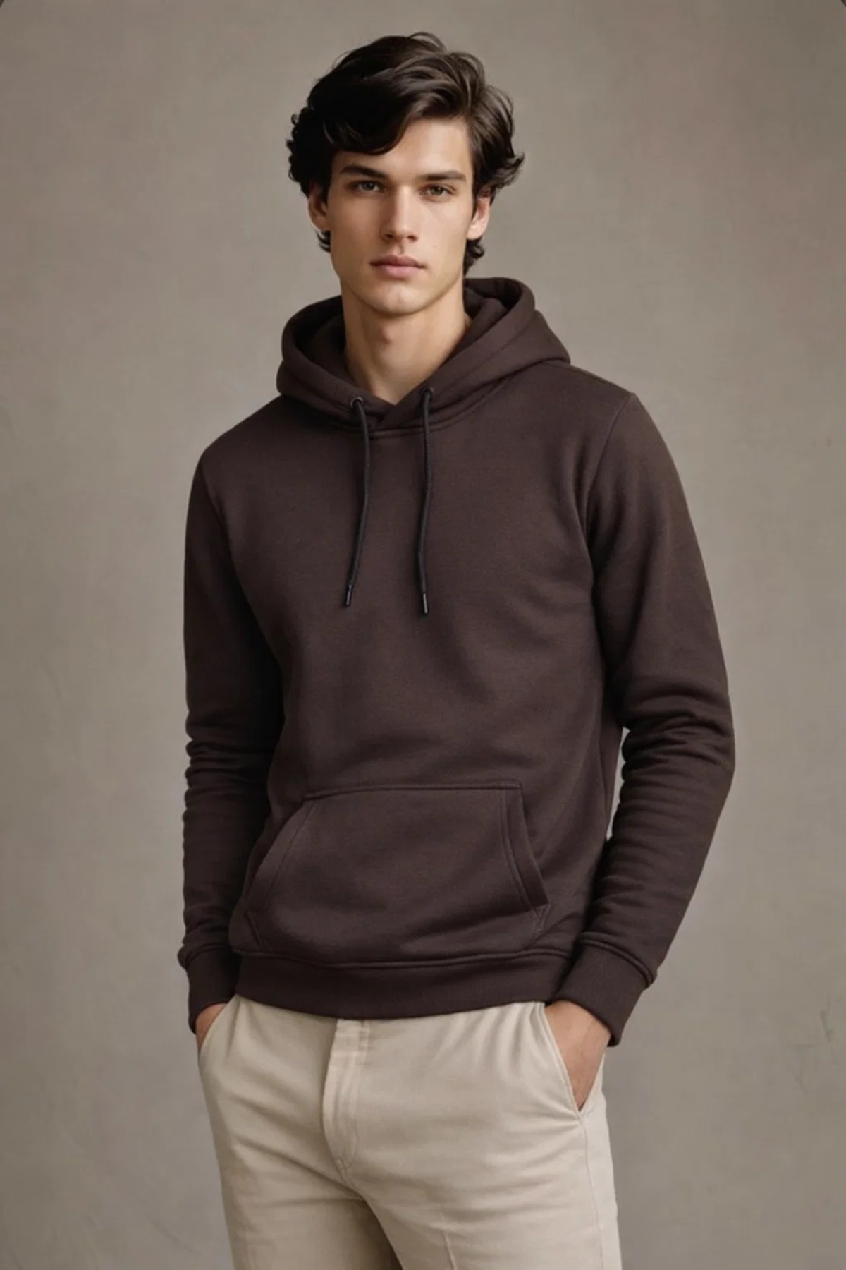 Erkek Kapşonlu Kanguru Cepli 3 Lü Sweatshirt Yeşil 3