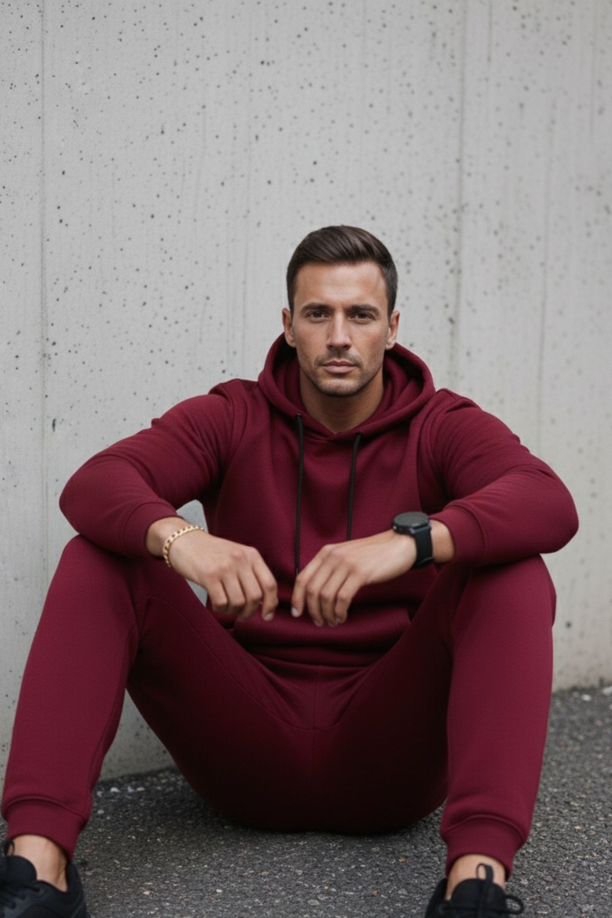 Erkek Kanguru Cepli Bordo Kapşonlu Sweatshirt 6