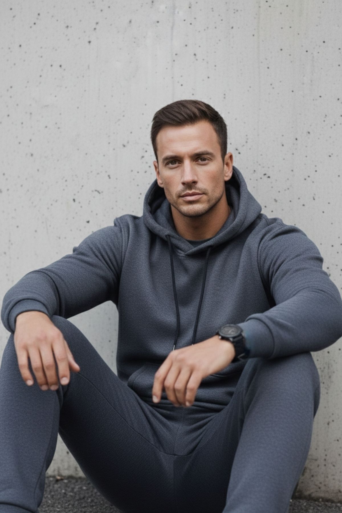 Erkek Kanguru Cepli Füme Kapşonlu Sweatshirt 6