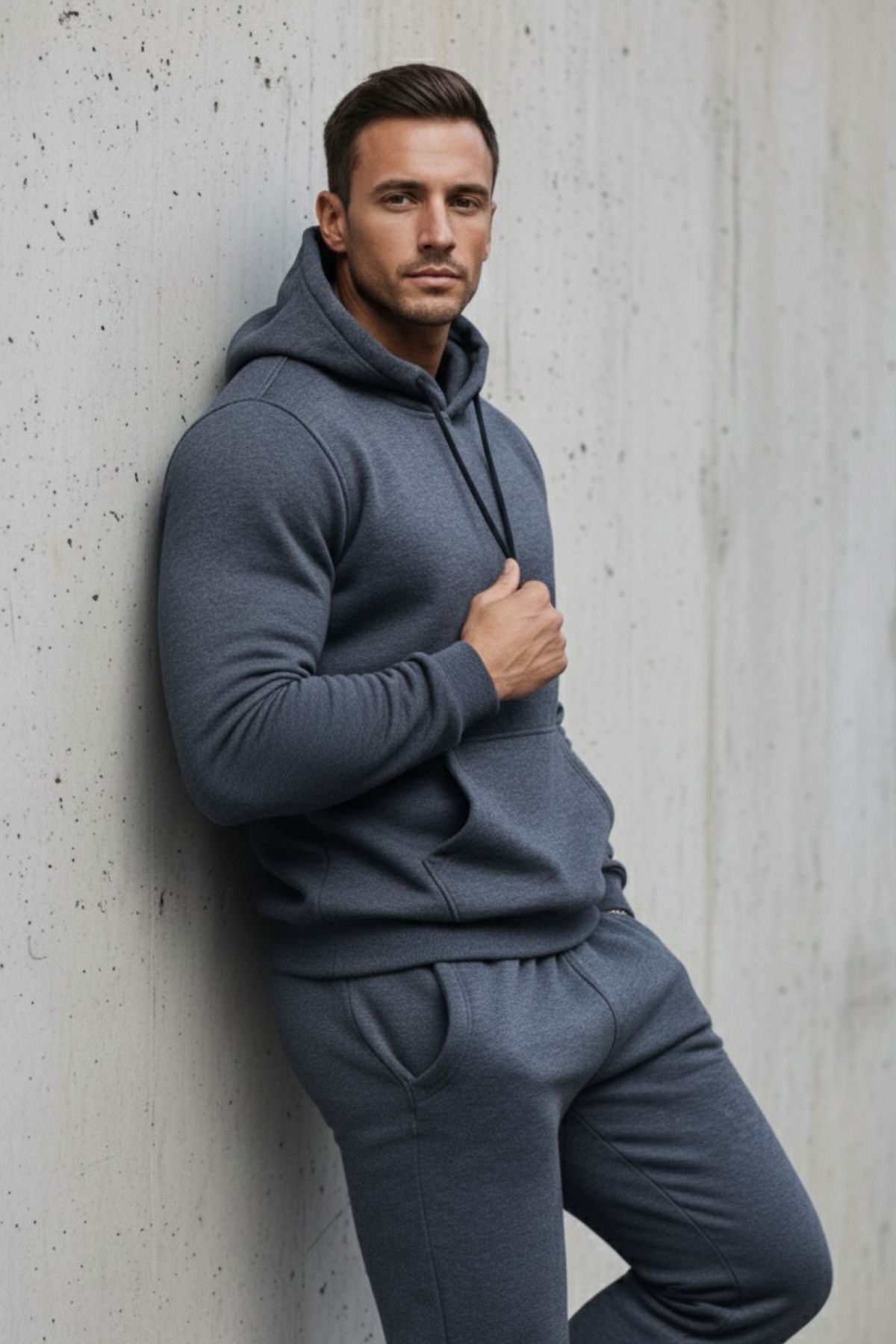 Erkek Kanguru Cepli Füme Kapşonlu Sweatshirt 3