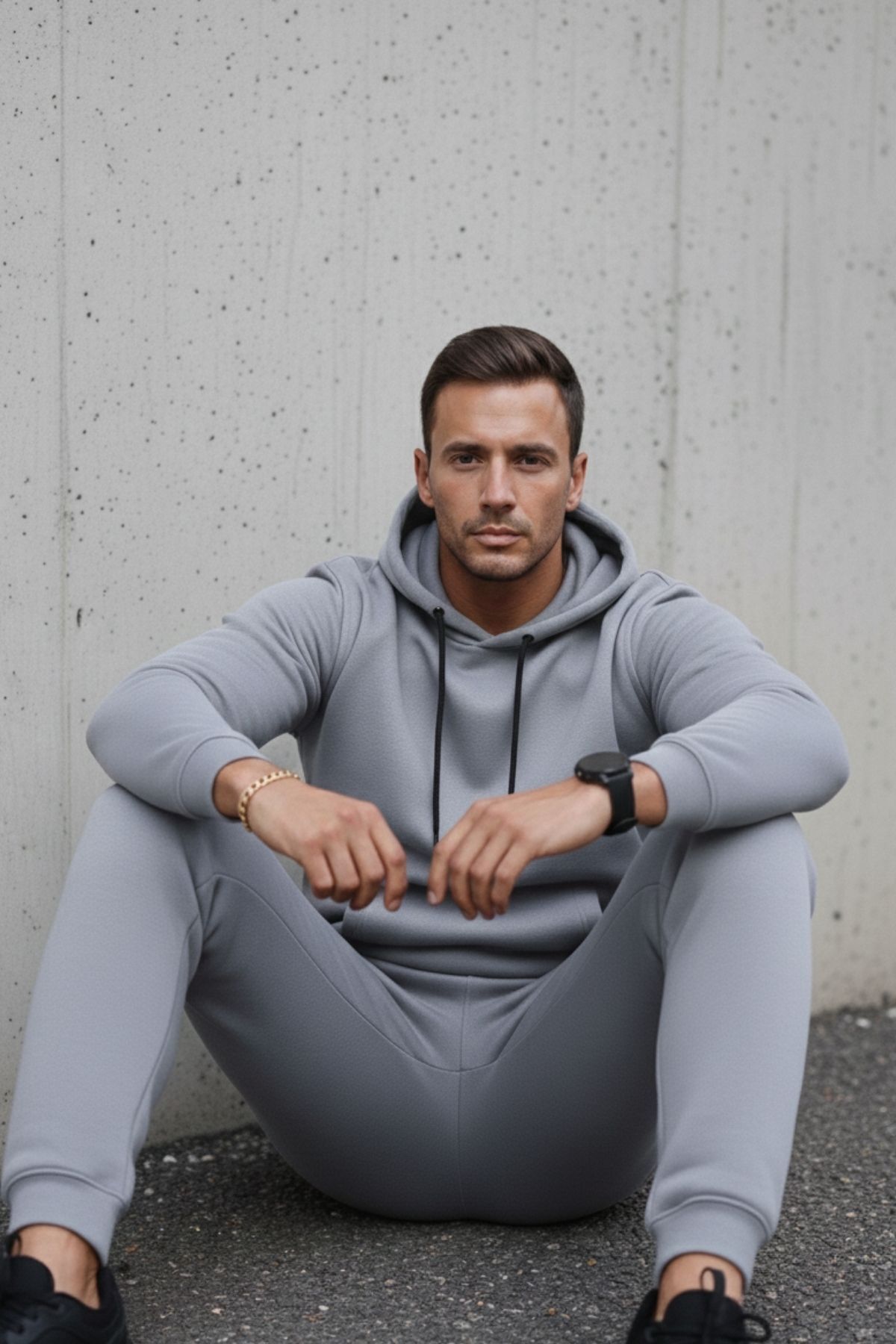Erkek Kanguru Cepli Gri Kapşonlu Sweatshirt 6