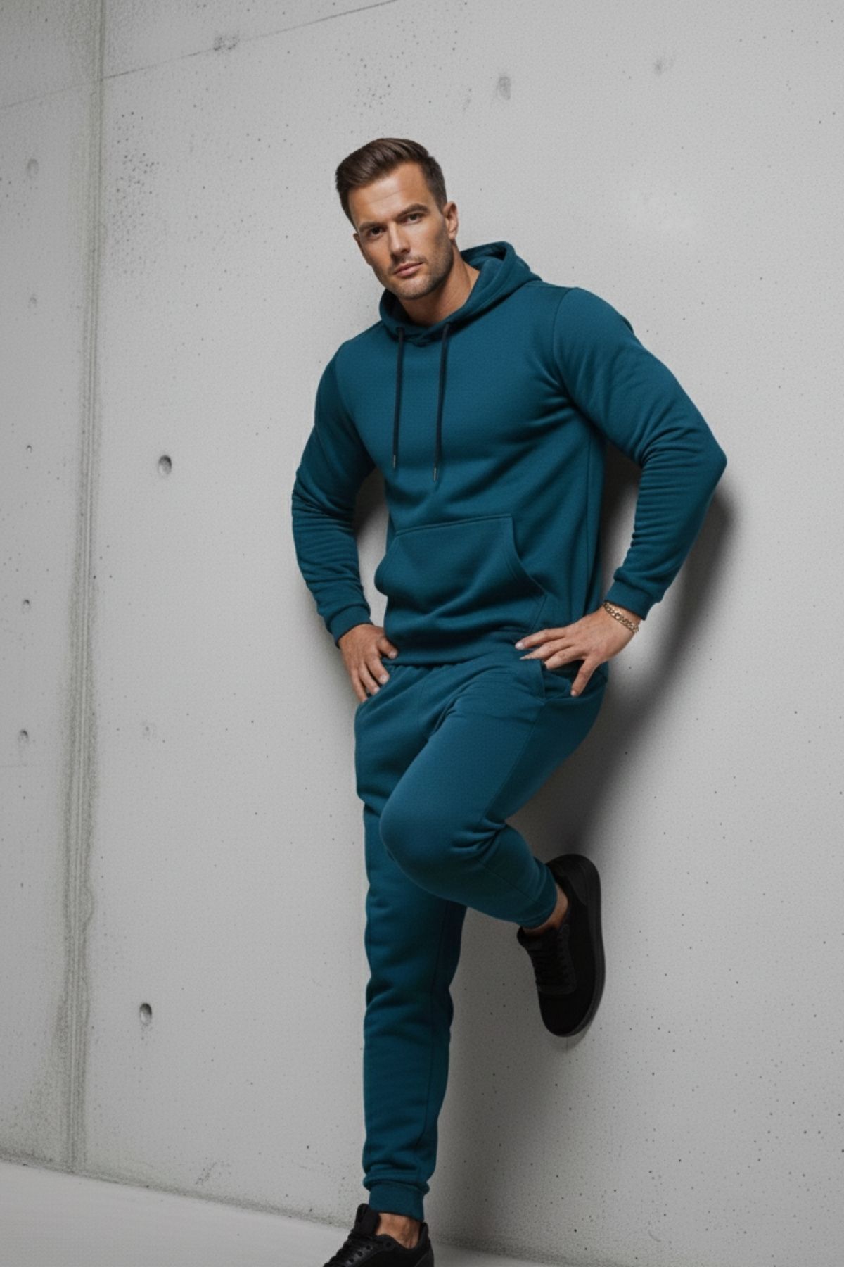 Erkek Kanguru Cepli Mint Kapşonlu Sweatshirt 5