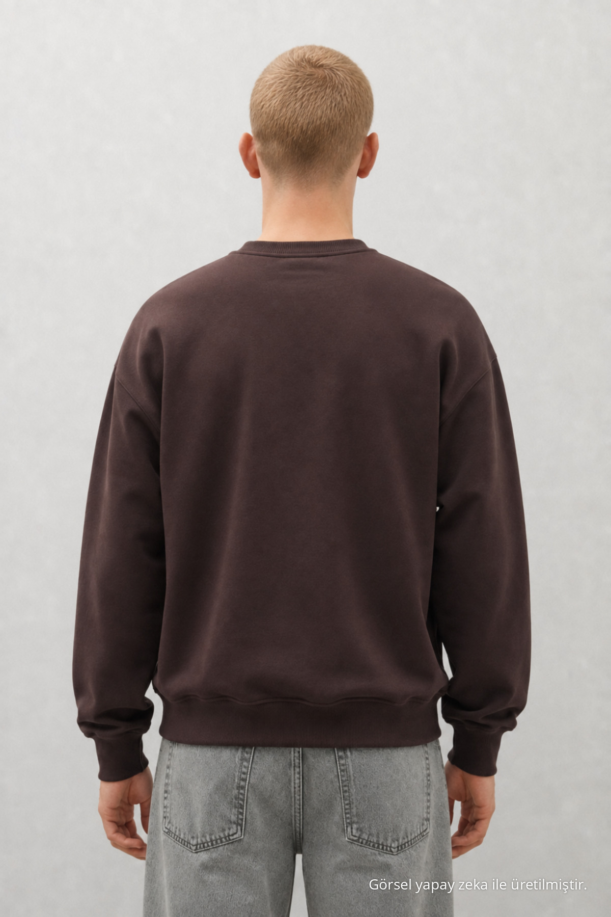 Erkek %100 Pamuk Rahat Kahve Kışlık Sweatshirt 6