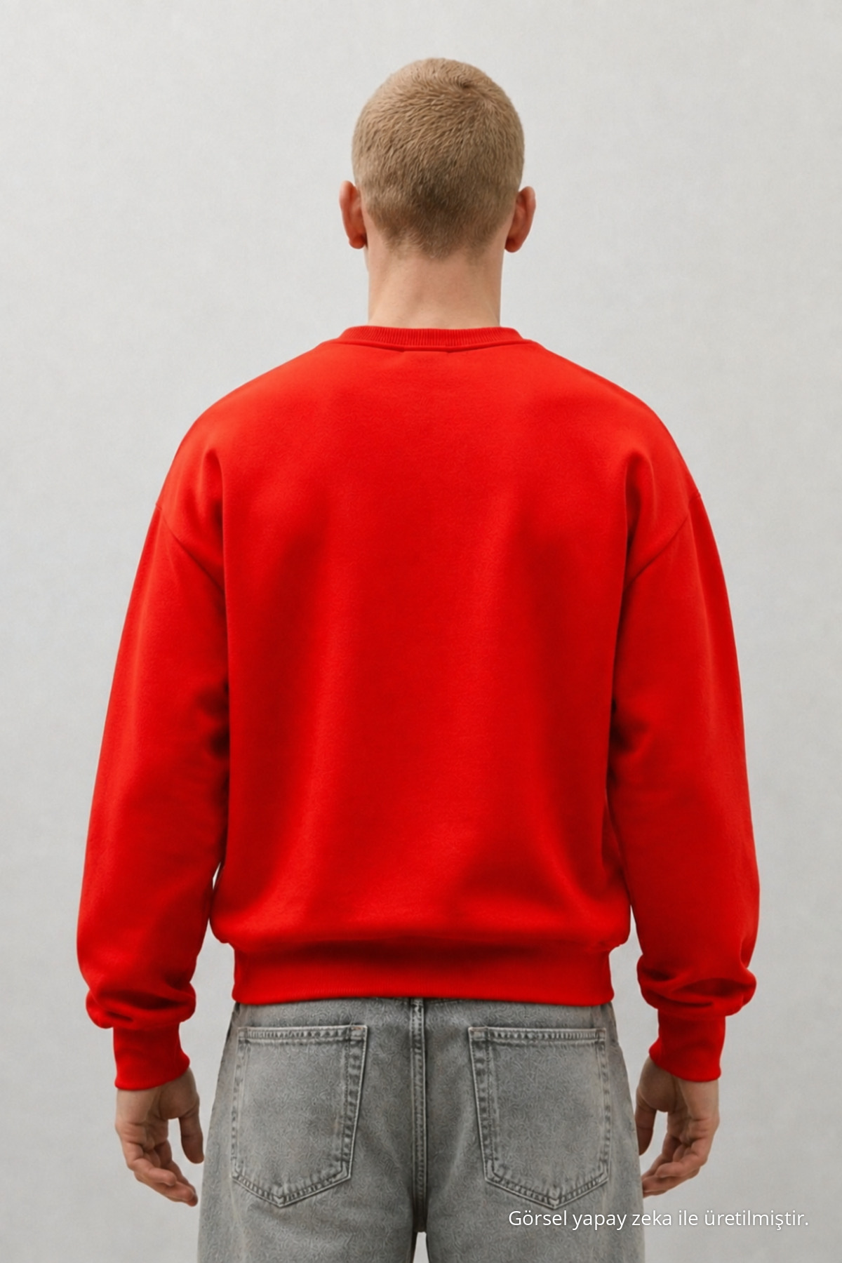 Erkek %100 Pamuk Rahat Kırmızı Kışlık Sweatshirt 6