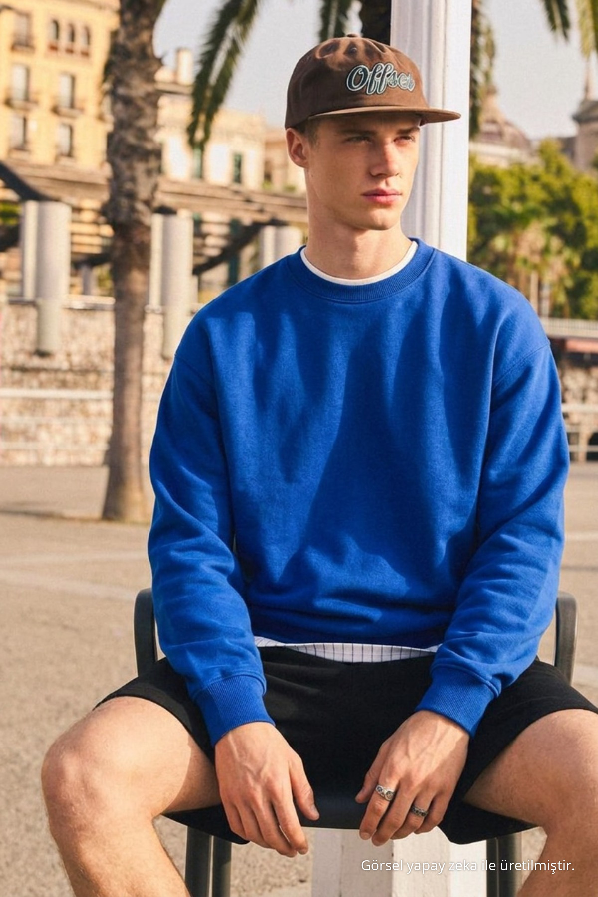 Erkek Günlük Bisiklet Yaka Bebe Mavi Basic Sweatshirt 3