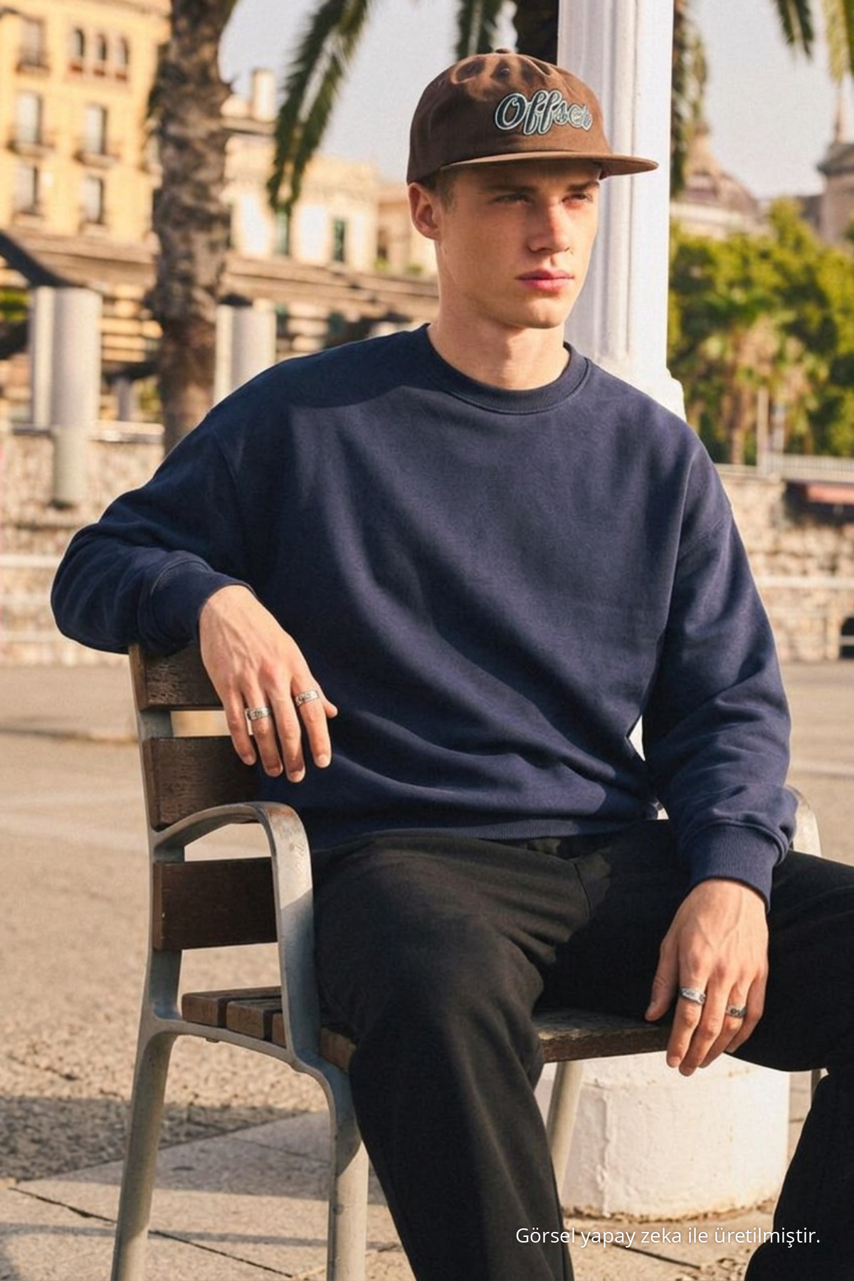 Erkek Günlük Bisiklet Yaka Lacivert Basic Sweatshirt 3