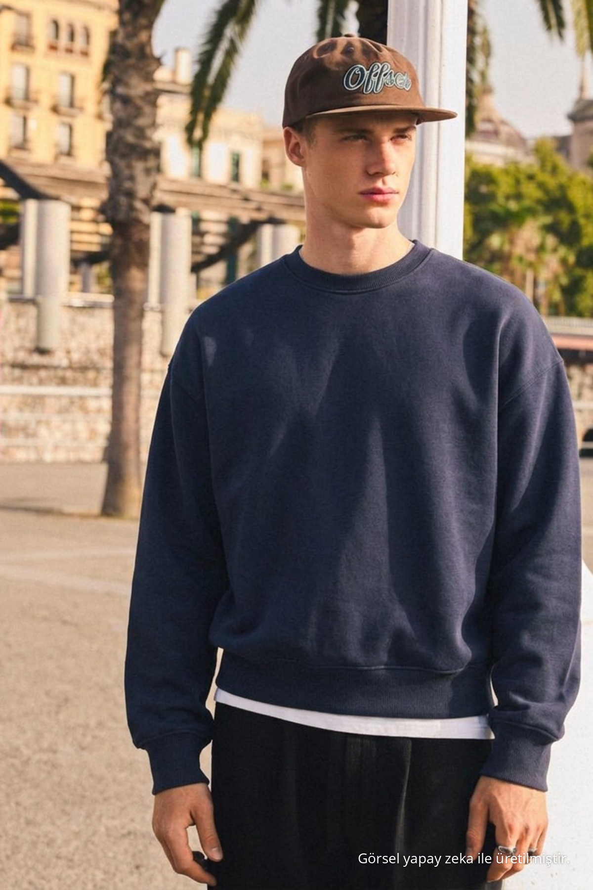 Erkek Günlük Bisiklet Yaka Lacivert Basic Sweatshirt 5