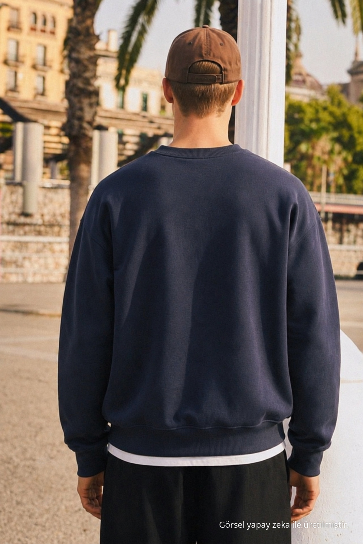 Erkek Günlük Bisiklet Yaka Lacivert Basic Sweatshirt 6
