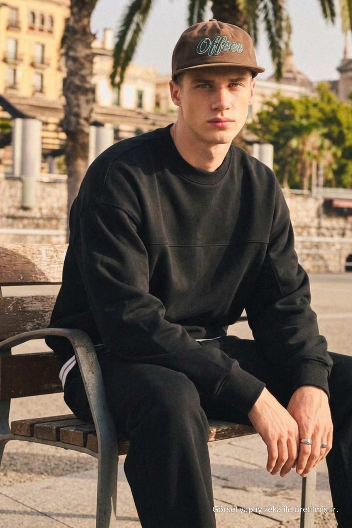 Erkek Günlük Bisiklet Yaka Siyah Basic Sweatshirt 3