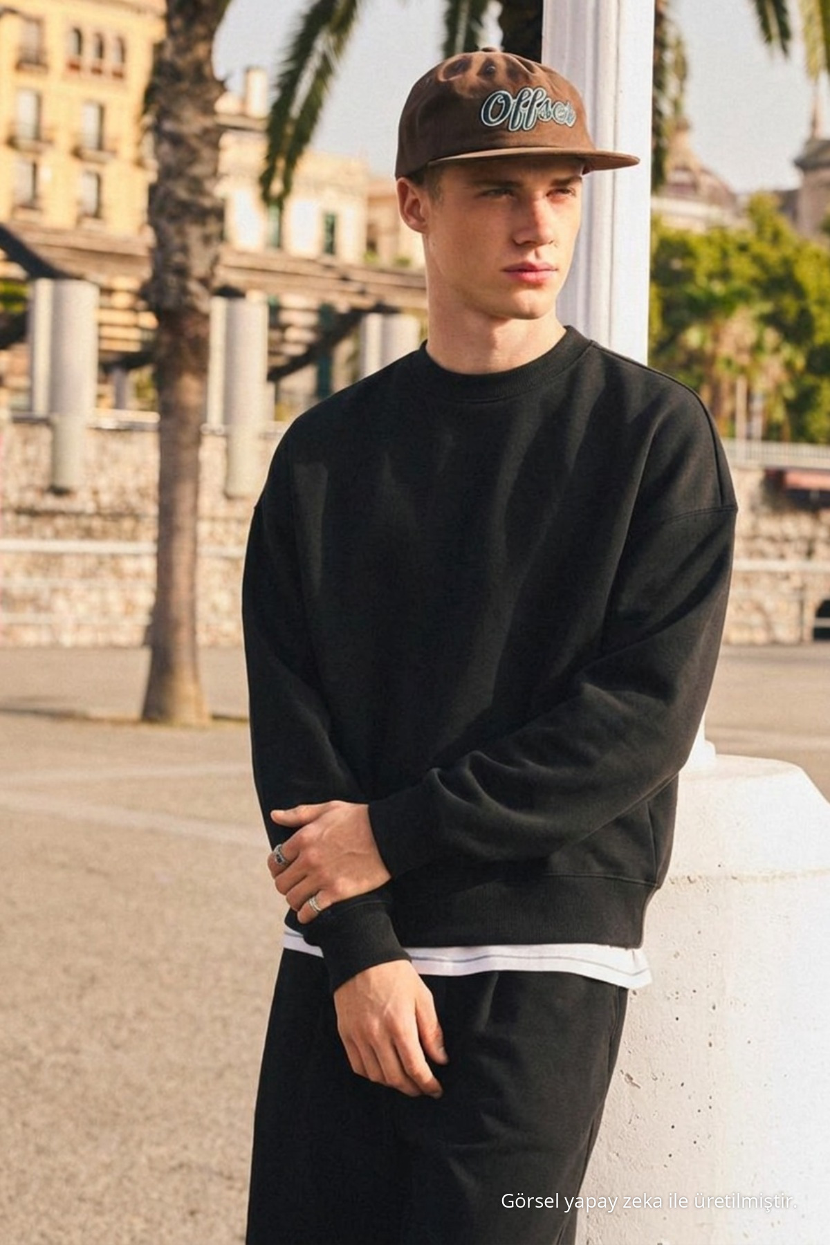 Erkek Günlük Bisiklet Yaka Siyah Basic Sweatshirt 4