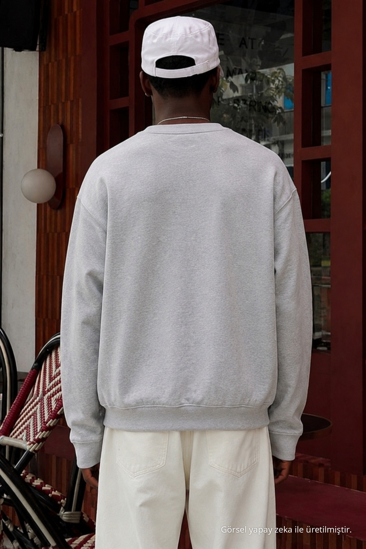 Erkek Pamuklu Salaş Açık Gri Kışlık Sweatshirt 5